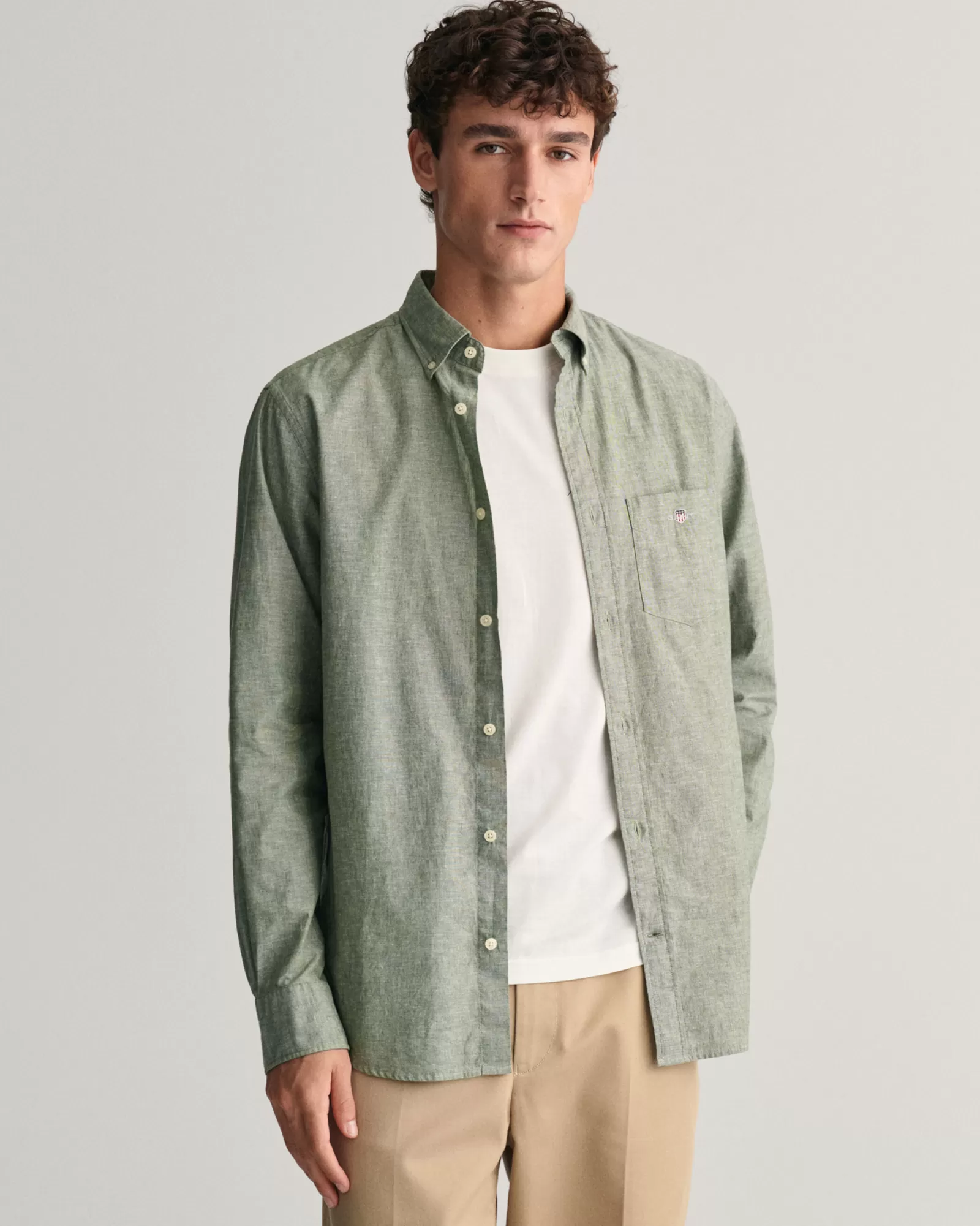 GANT Regular Fit Cotton Linen Shirt | Skjortor