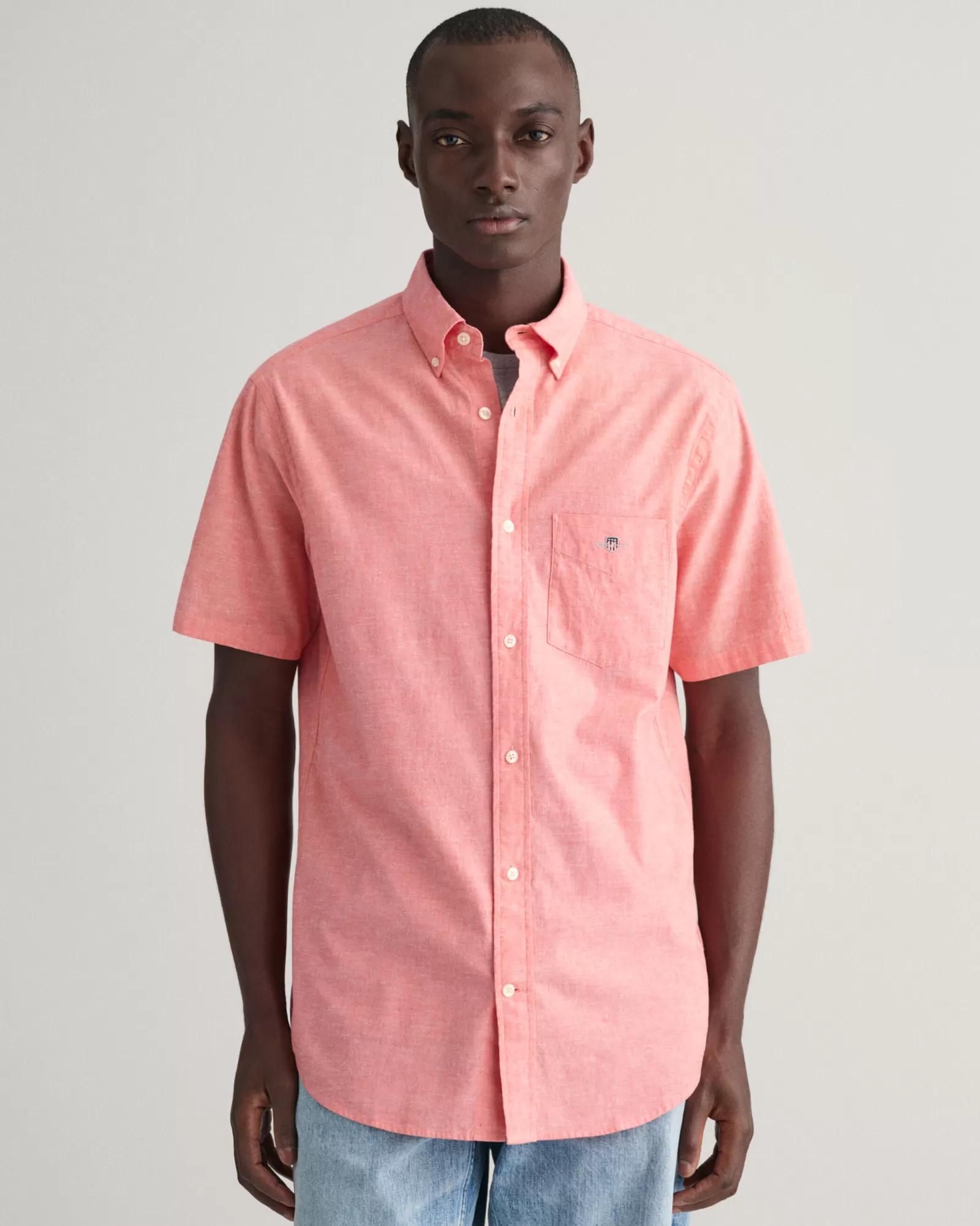 GANT Regular Fit Cotton Linen Short Sleeve Shirt | Skjortor