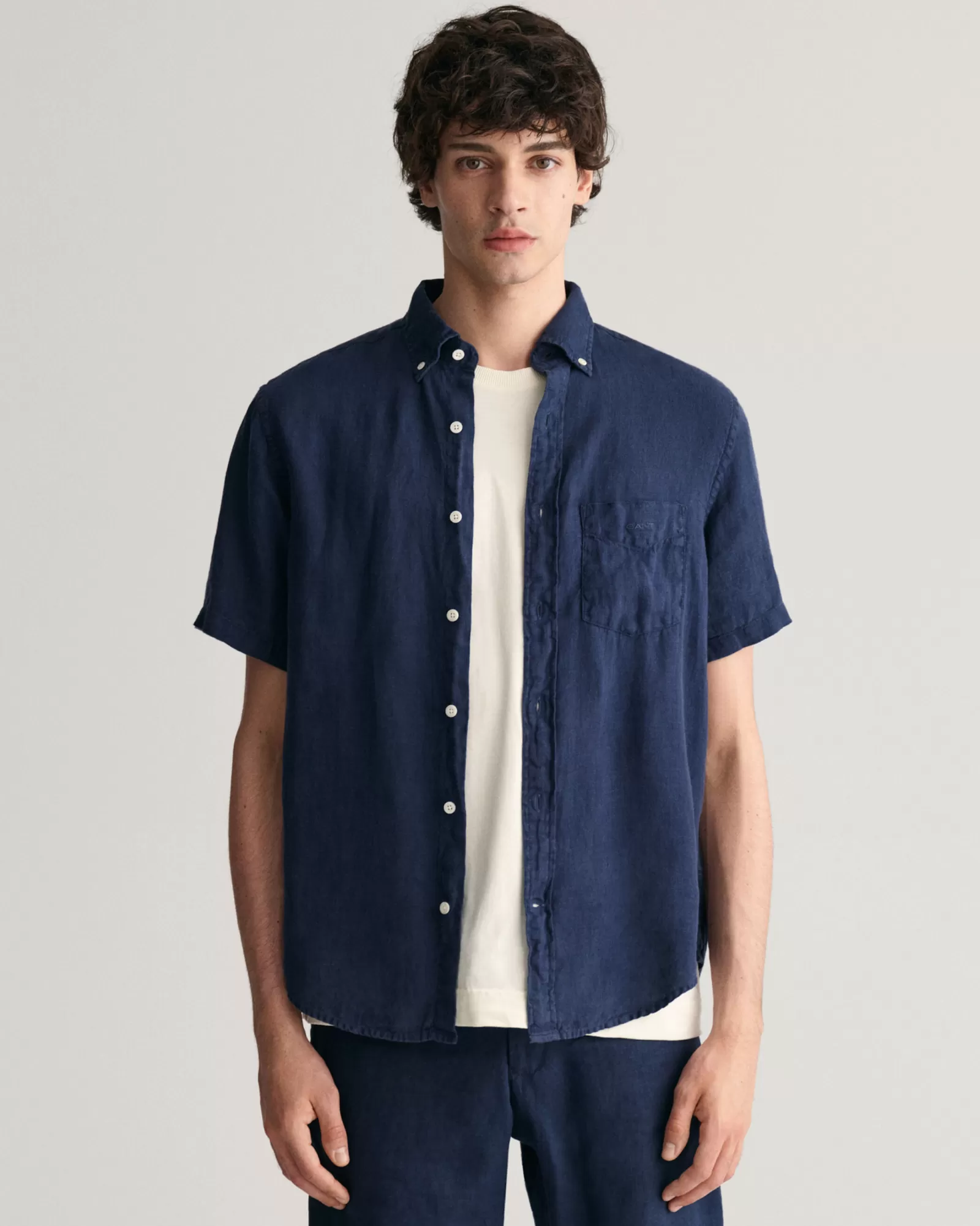 GANT Regular Fit Garment-Dyed Linen Short Sleeve Shirt | Skjortor