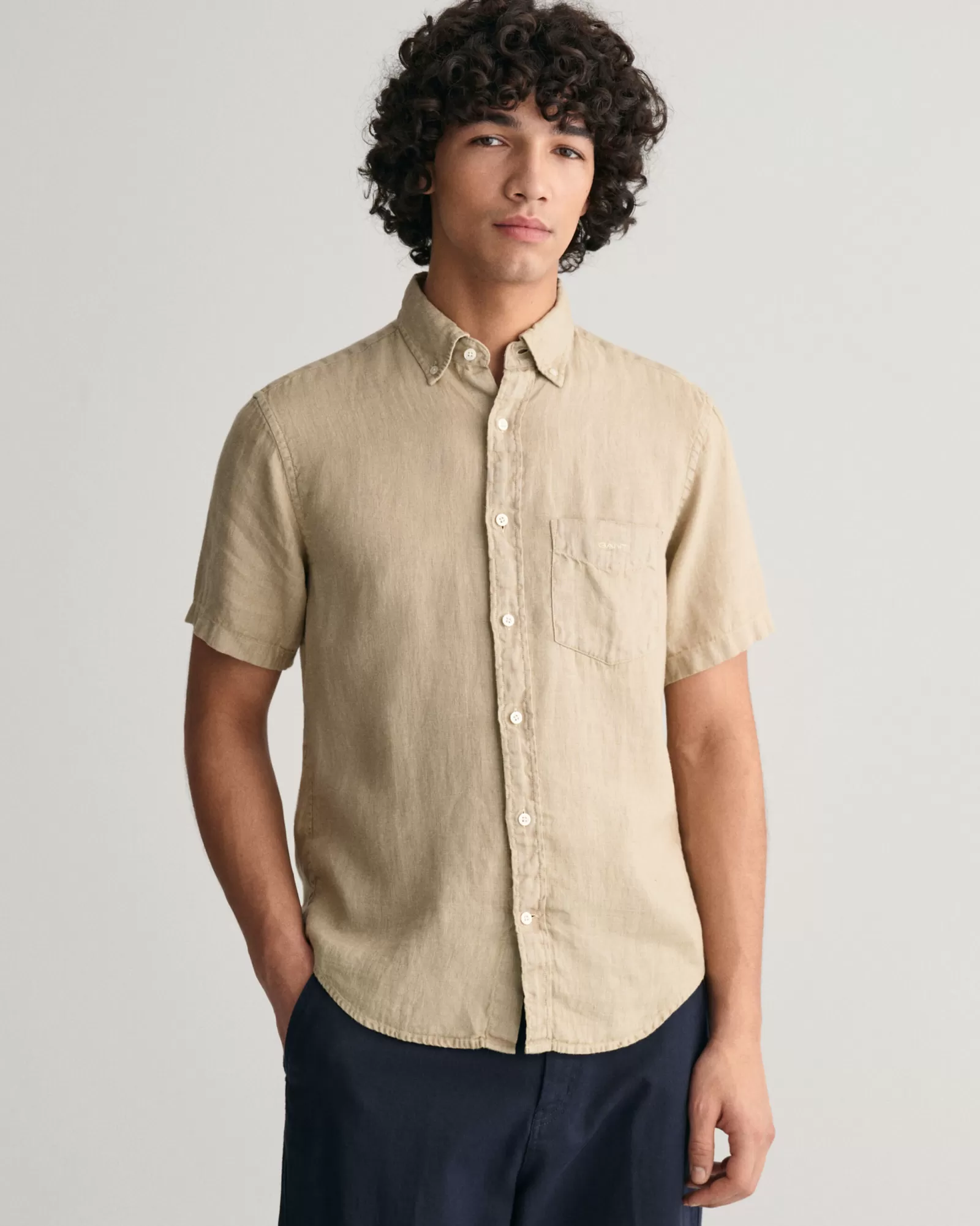 GANT Regular Fit Garment-Dyed Linen Short Sleeve Shirt | Skjortor