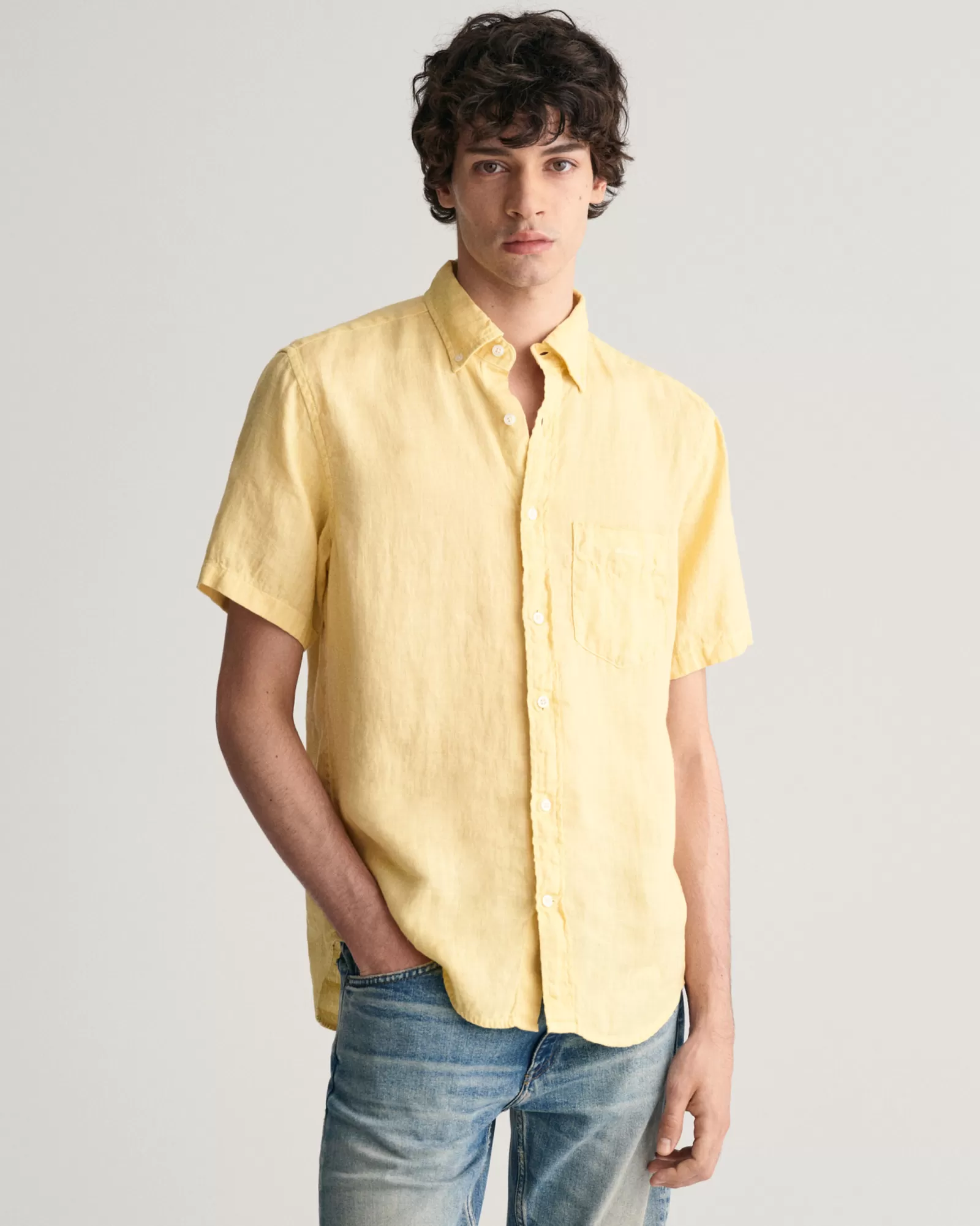 GANT Regular Fit Garment-Dyed Linen Short Sleeve Shirt | Skjortor