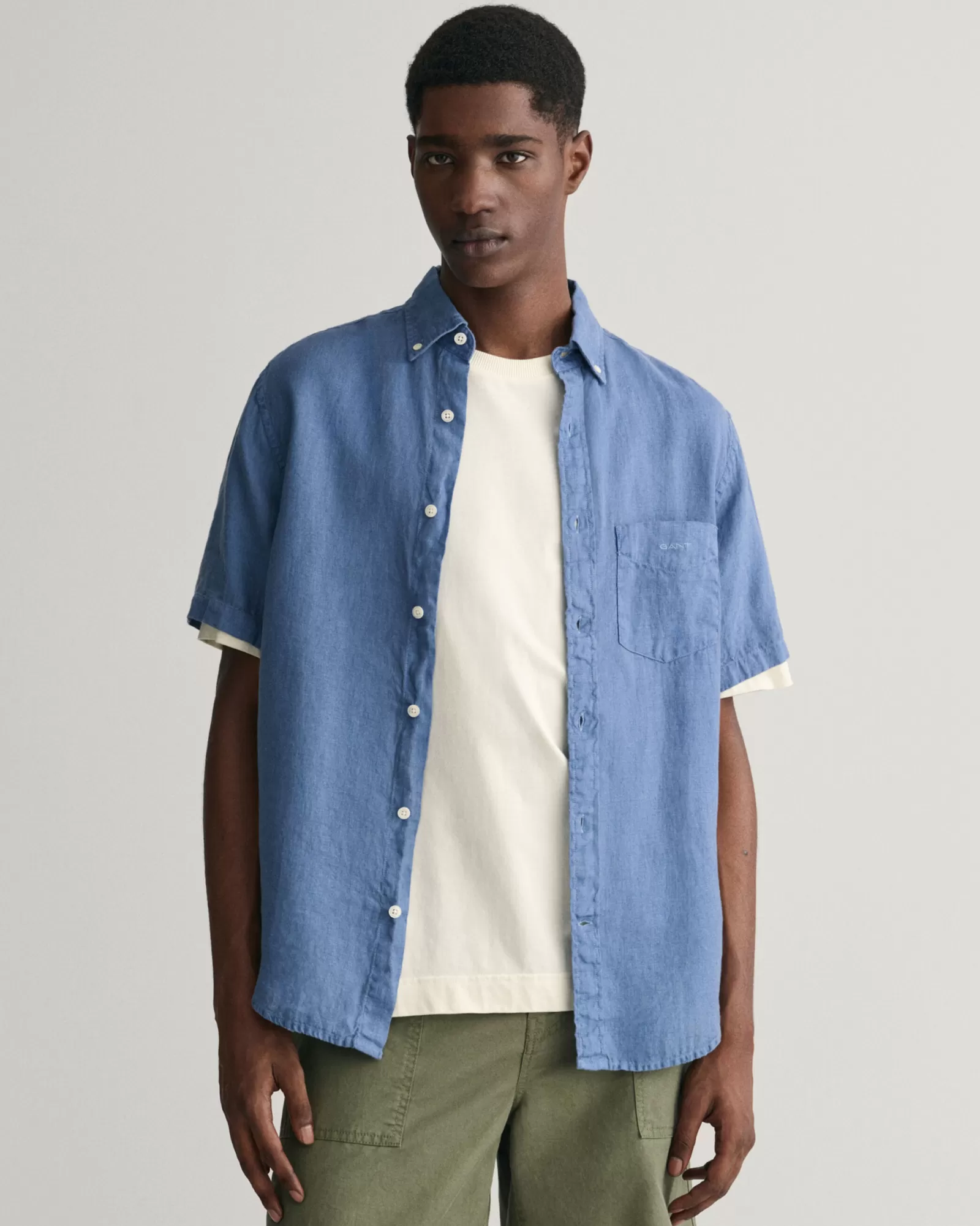 GANT Regular Fit Garment-Dyed Linen Short Sleeve Shirt | Skjortor