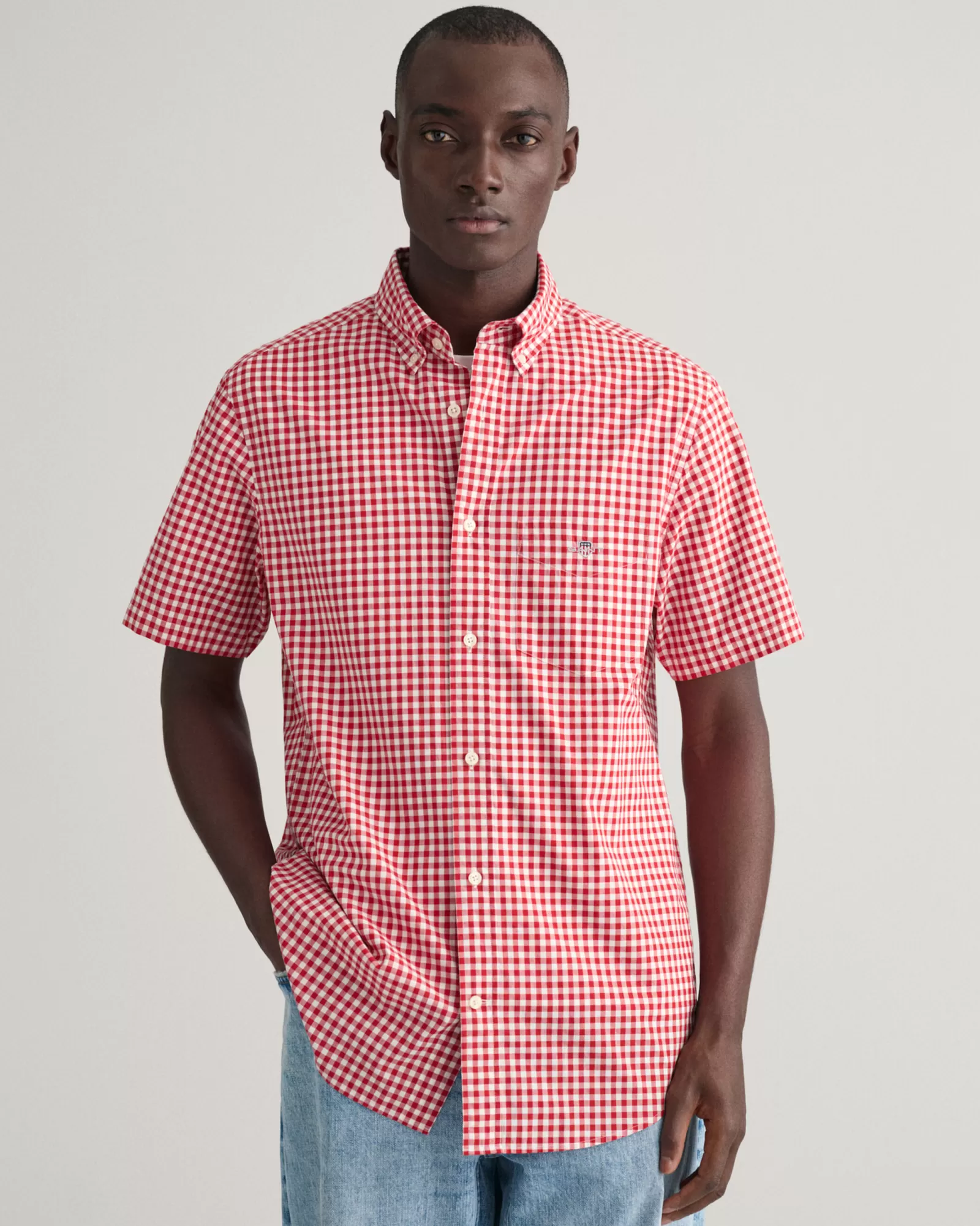 GANT Regular Fit Gingham Poplin Short Sleeve Shirt | Skjortor