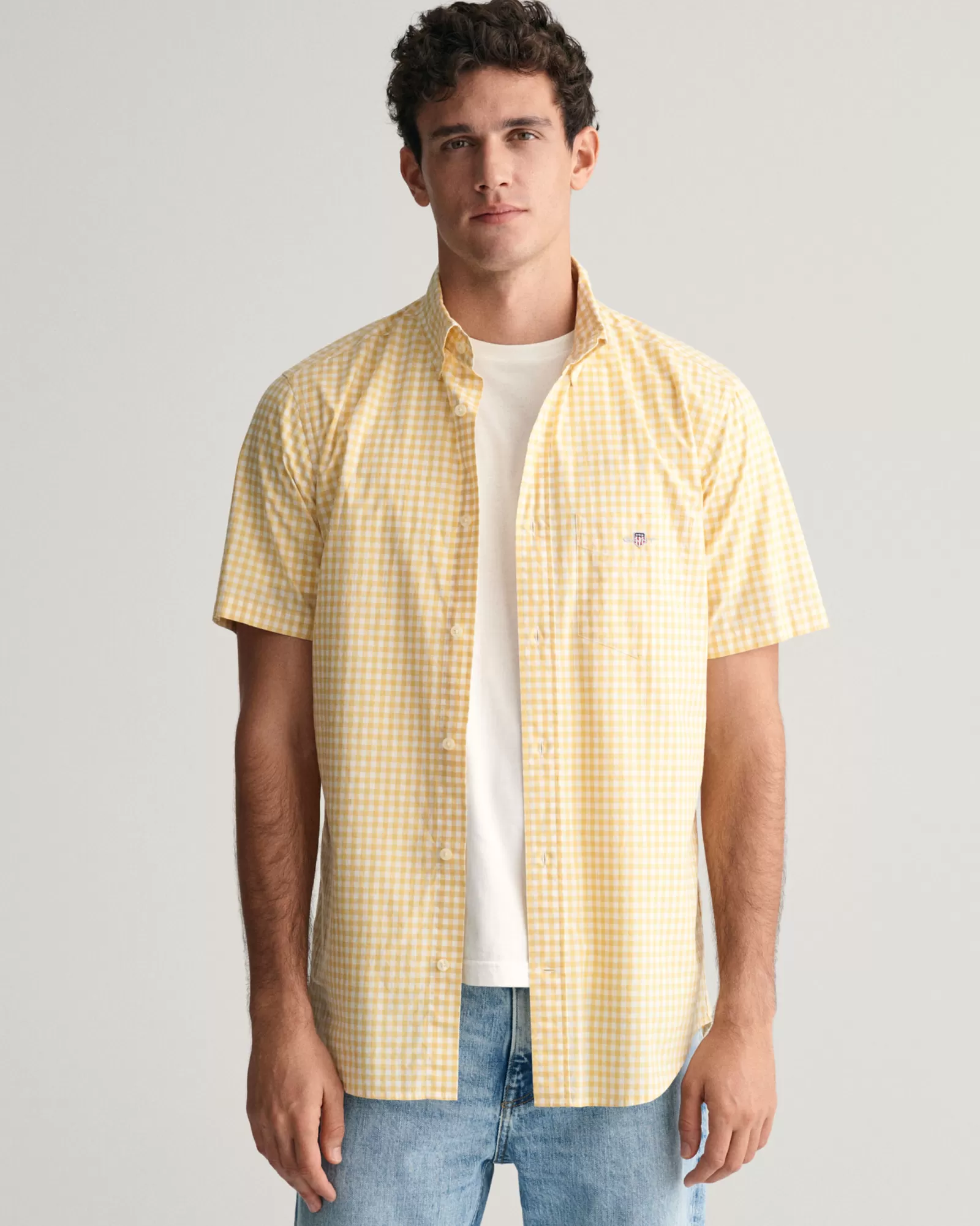 GANT Regular Fit Gingham Poplin Short Sleeve Shirt | Skjortor