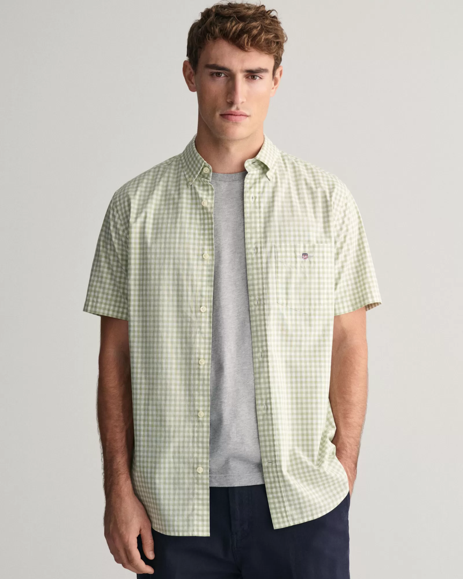 GANT Regular Fit Gingham Poplin Short Sleeve Shirt | Skjortor