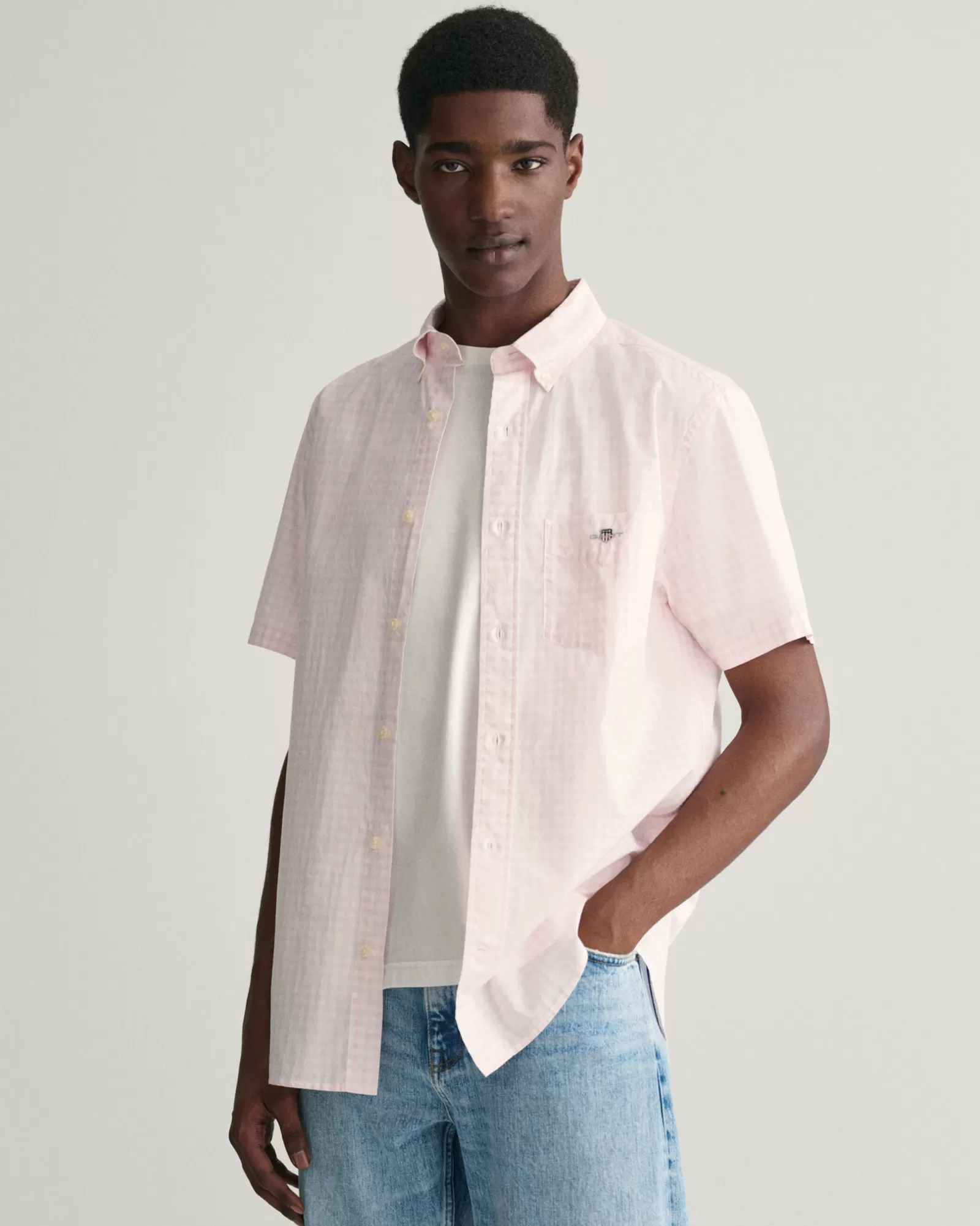 GANT Regular Fit Gingham Poplin Short Sleeve Shirt | Skjortor