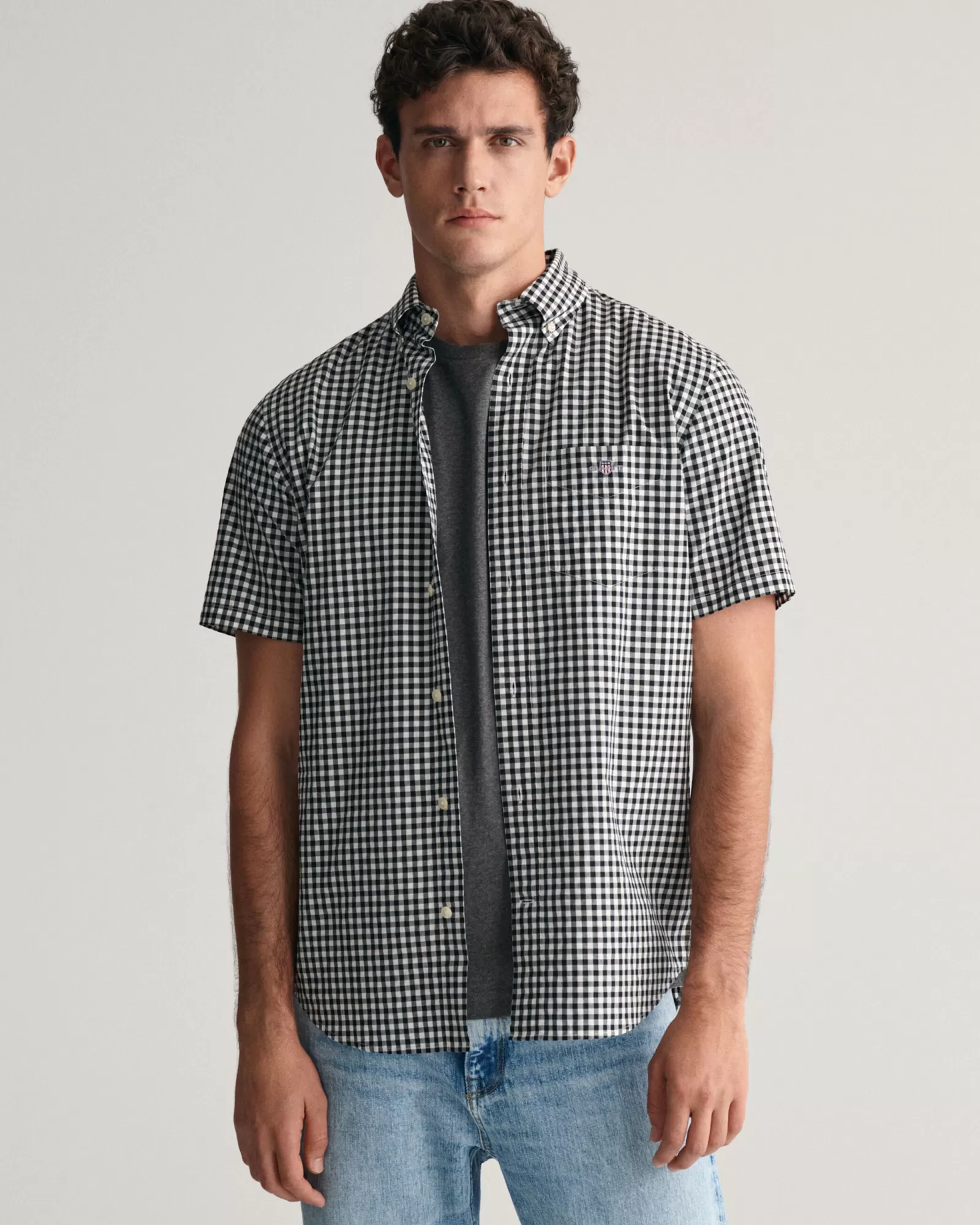 GANT Regular Fit Gingham Poplin Short Sleeve Shirt | Skjortor