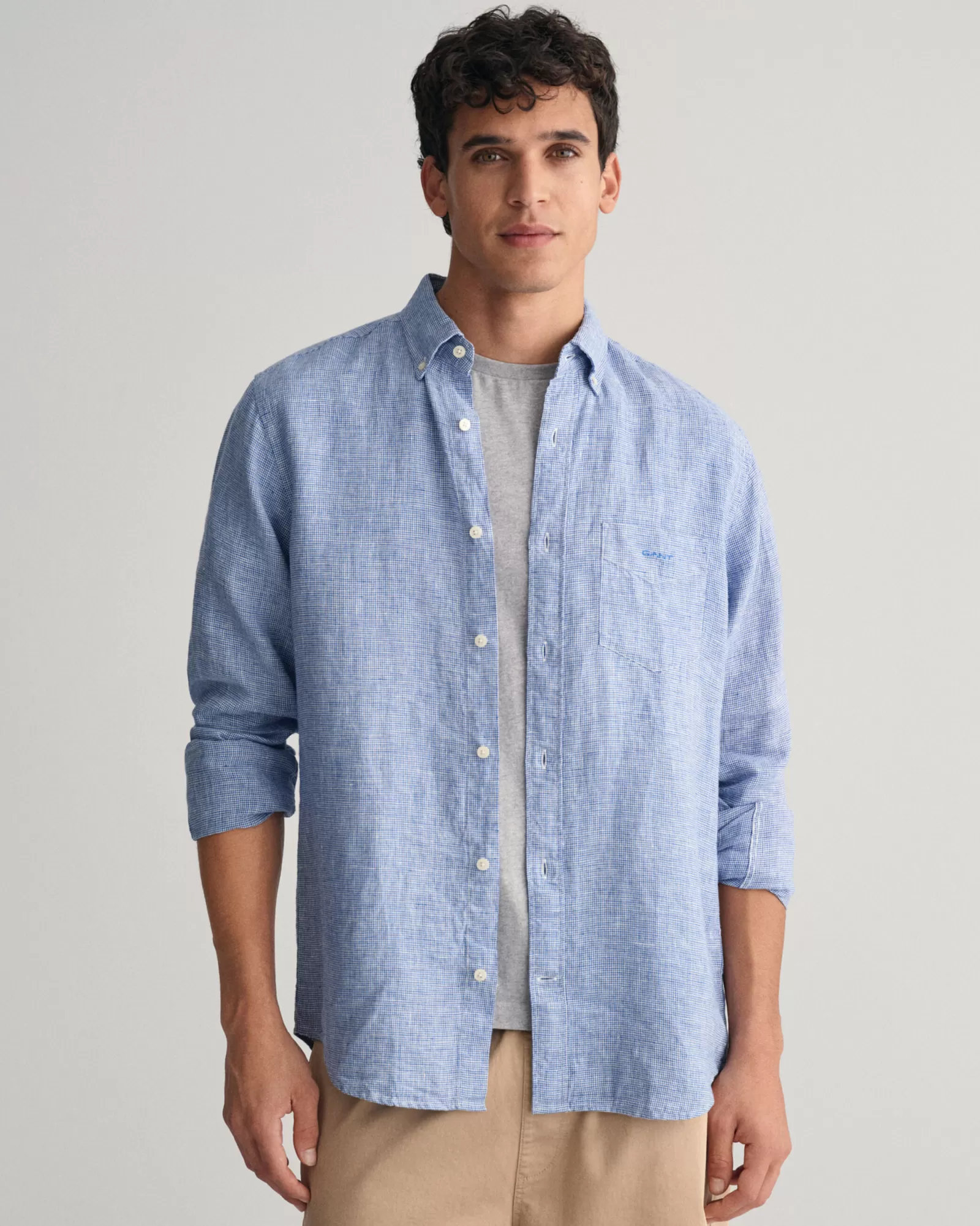 GANT Regular Fit Houndstooth Linen Shirt | Skjortor