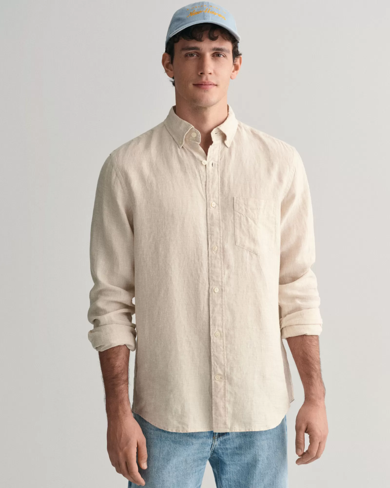 GANT Regular Fit Houndstooth Linen Shirt | Skjortor