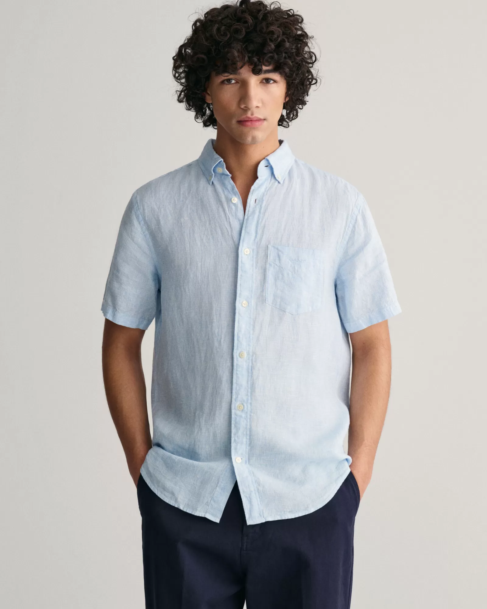 GANT Regular Fit Houndstooth Linen Short Sleeve Shirt | Skjortor