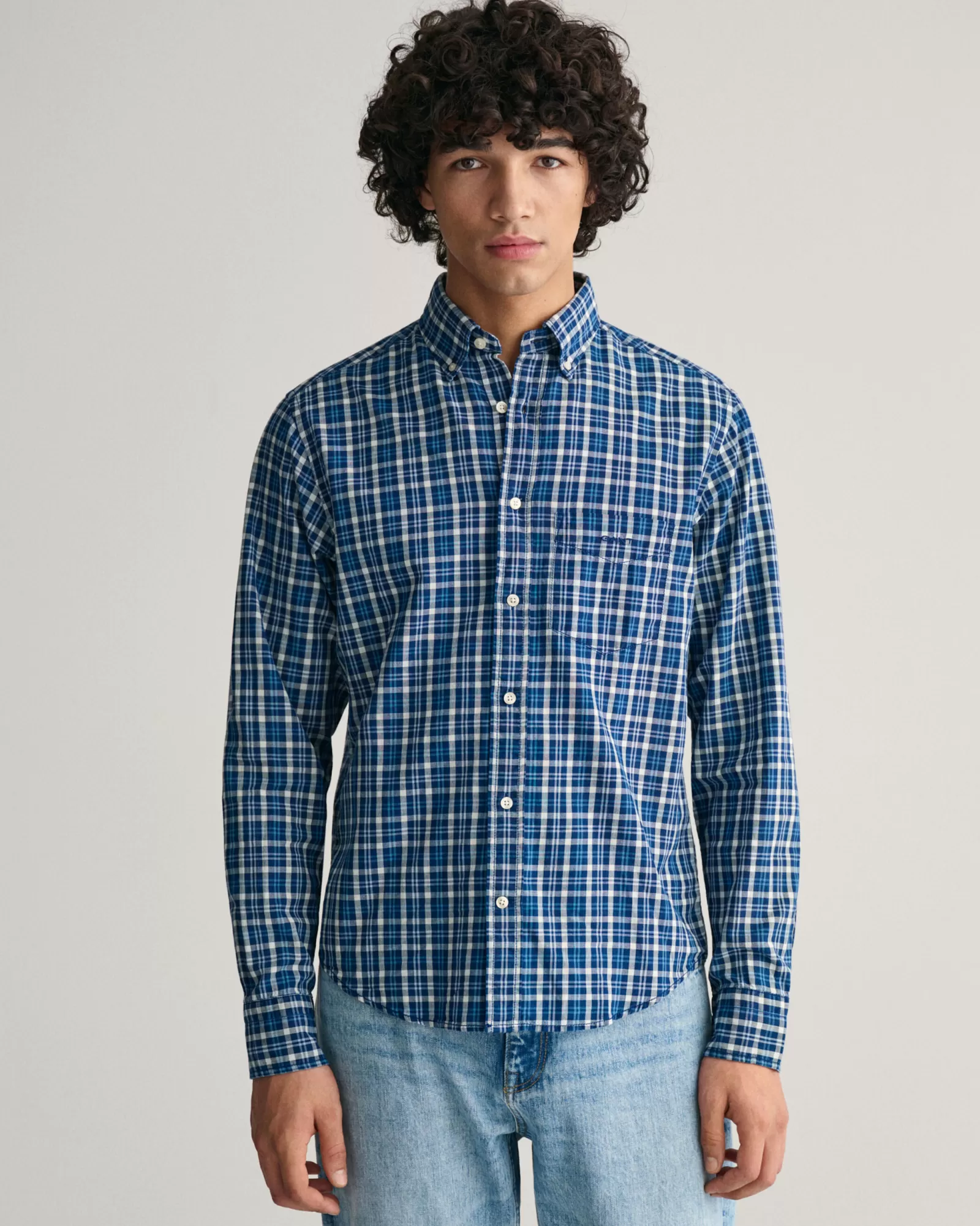 GANT Regular Fit Indigo Madras Shirt | Skjortor