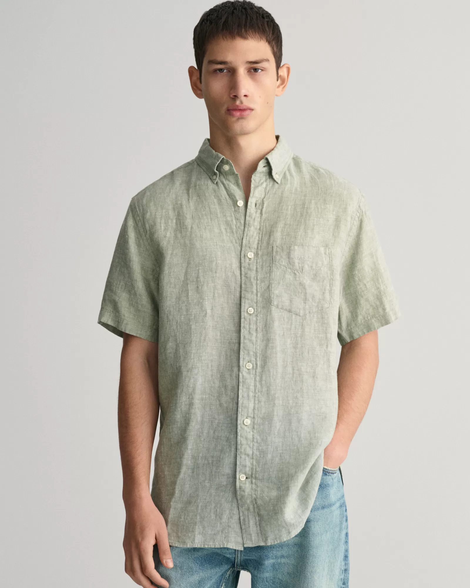 GANT Regular Fit Linen Short Sleeve Shirt | Skjortor