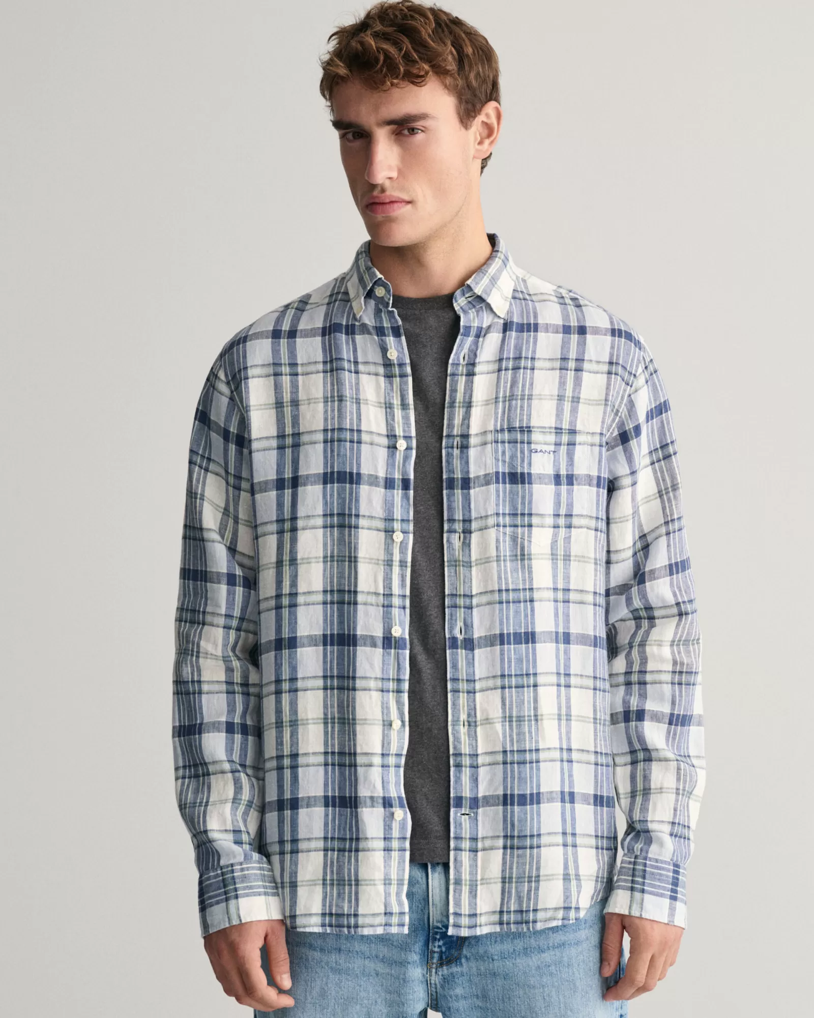 GANT Regular Fit Madras Linen Shirt | Skjortor