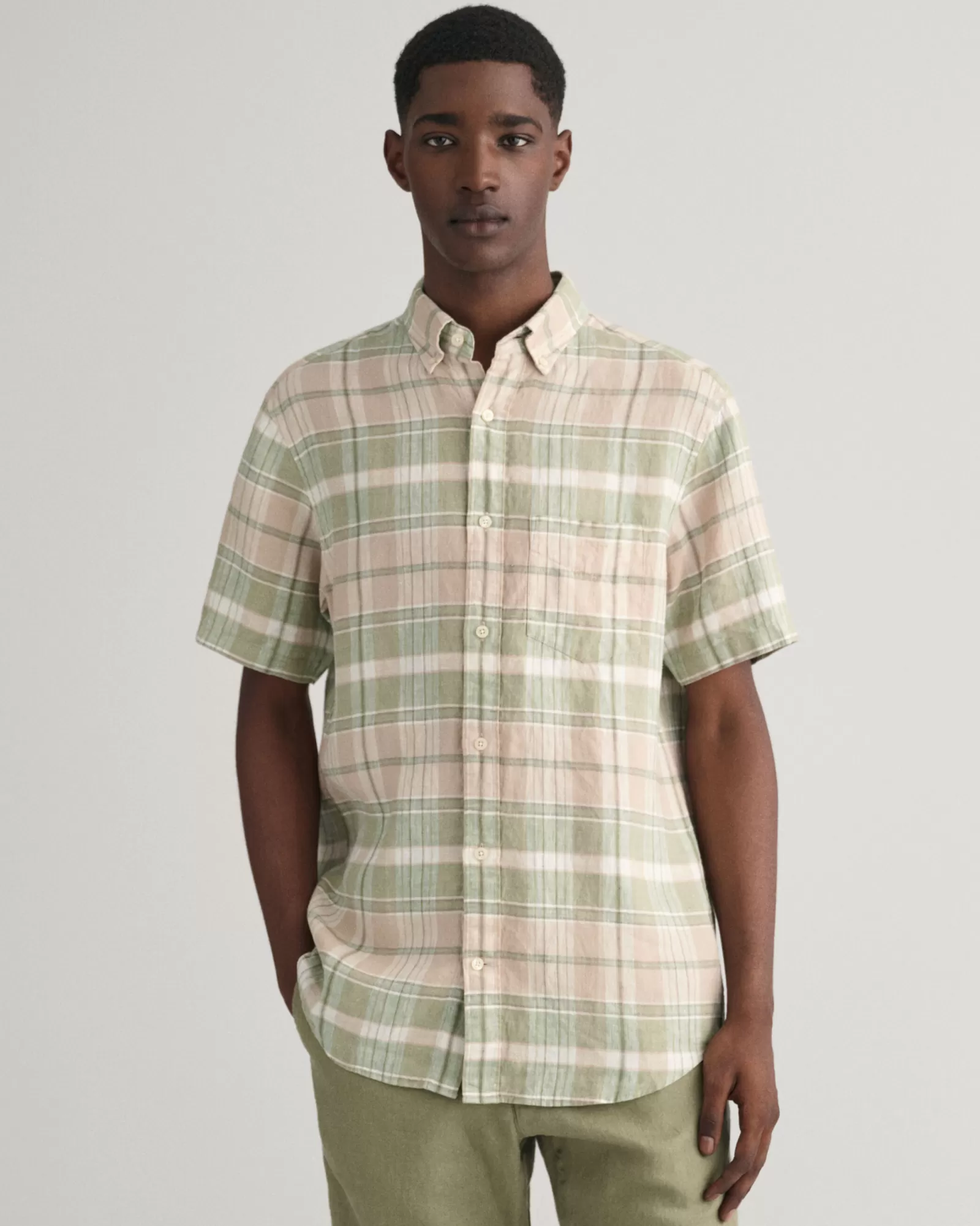 GANT Regular Fit Madras Linen Short Sleeve Shirt | Skjortor