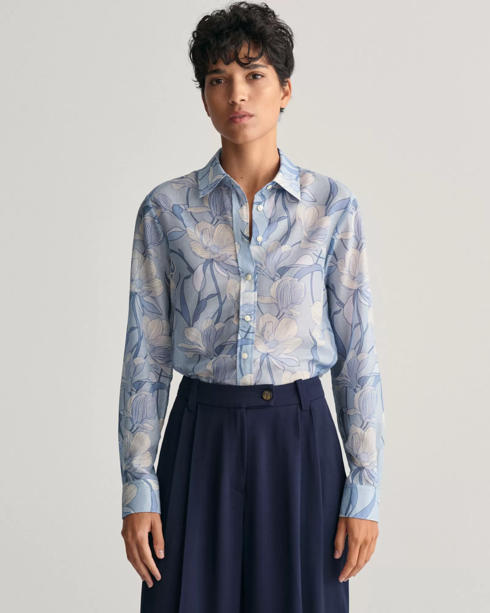 GANT Regular Fit Magnolia Print Cotton Silk Shirt | Skjortor & Blusar