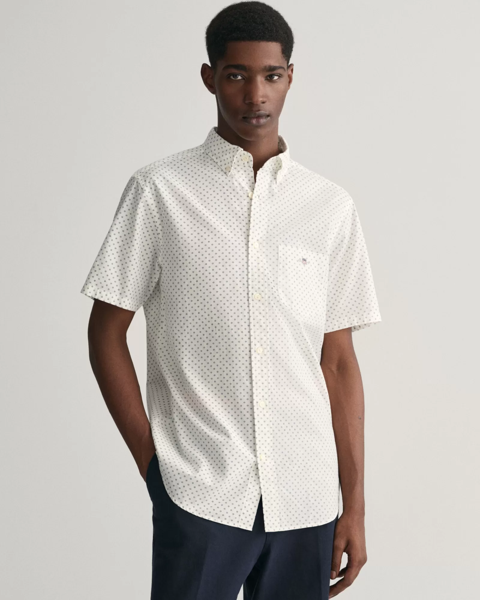 GANT Regular Fit Micro Print Short Sleeve Shirt | Skjortor