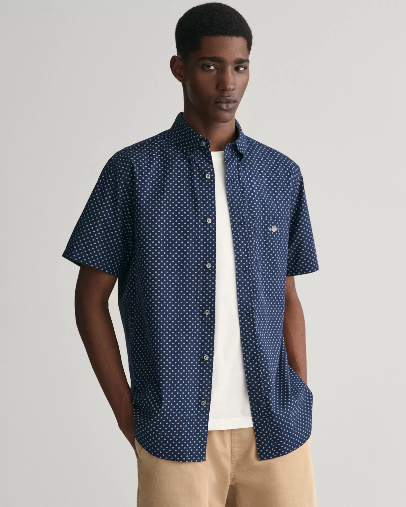 GANT Regular Fit Micro Print Short Sleeve Shirt | Skjortor