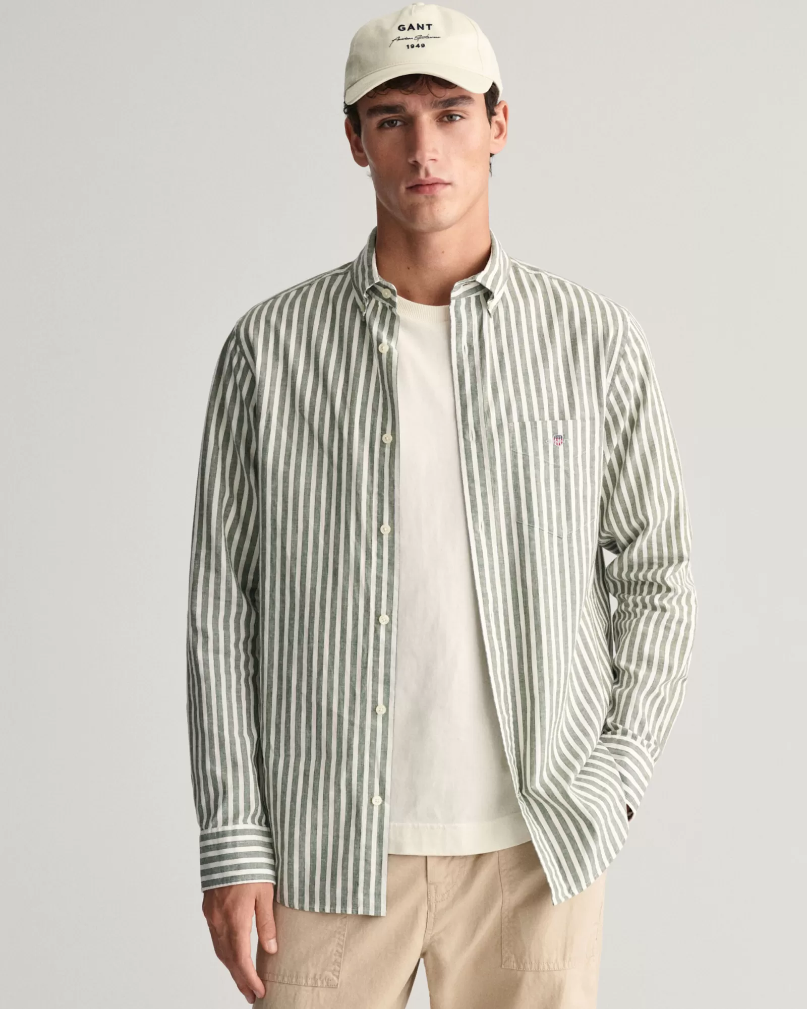 GANT Regular Fit Striped Cotton Linen Shirt | Skjortor