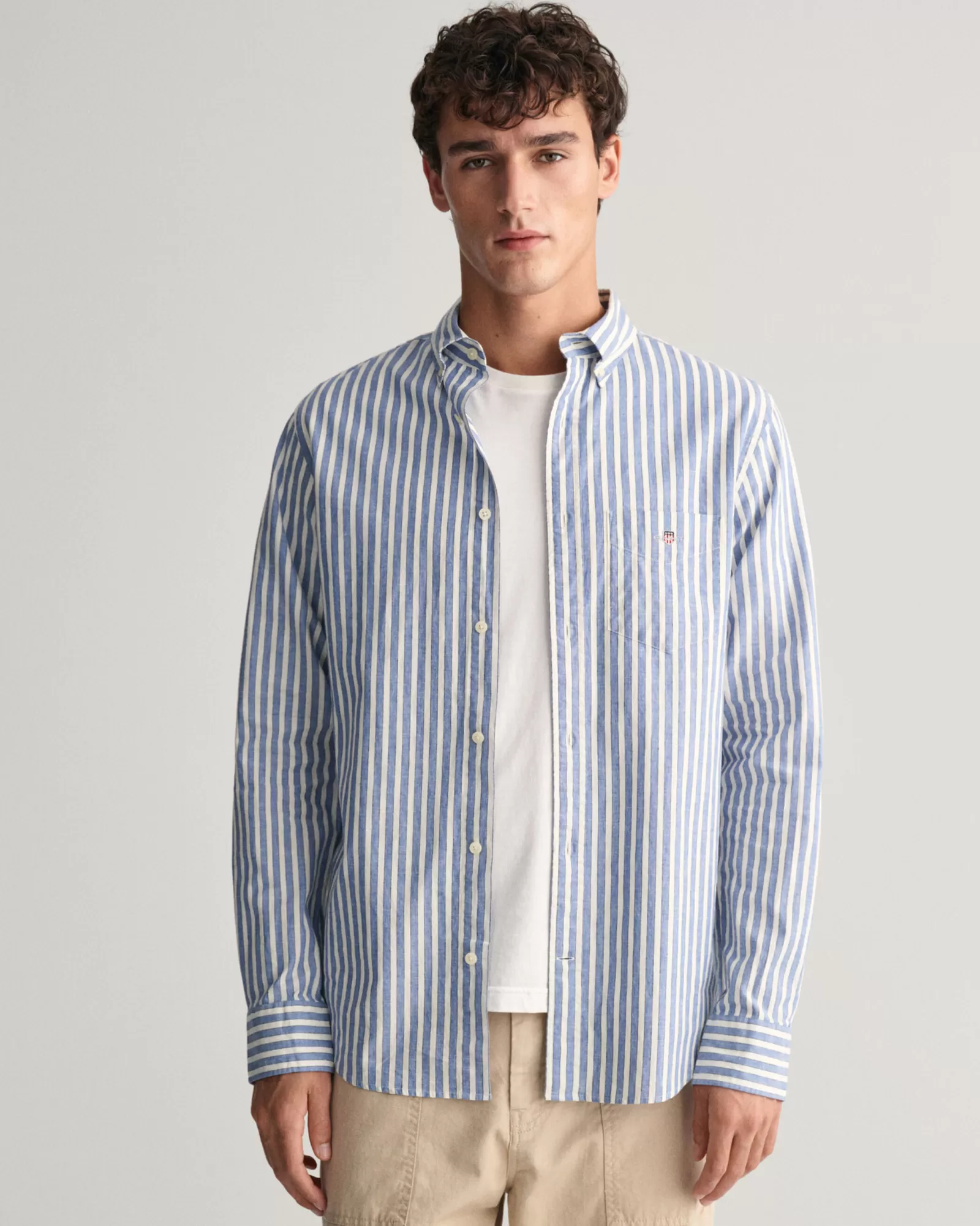 GANT Regular Fit Striped Cotton Linen Shirt | Skjortor