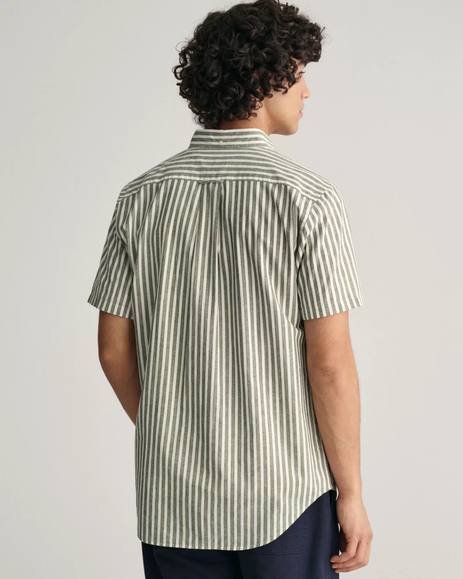 GANT Regular Fit Striped Cotton Linen Short Sleeve Shirt | Skjortor