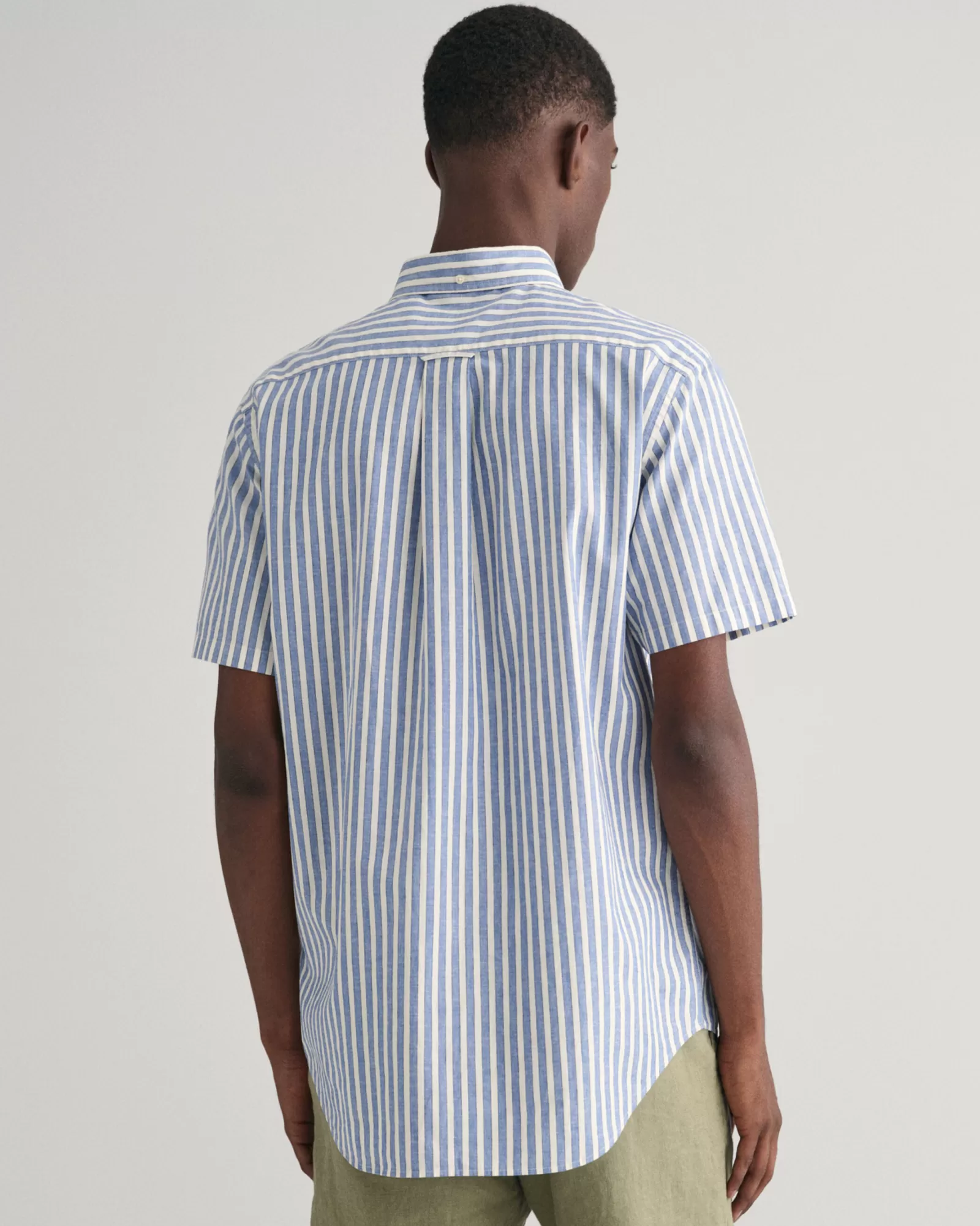 GANT Regular Fit Striped Cotton Linen Short Sleeve Shirt | Skjortor