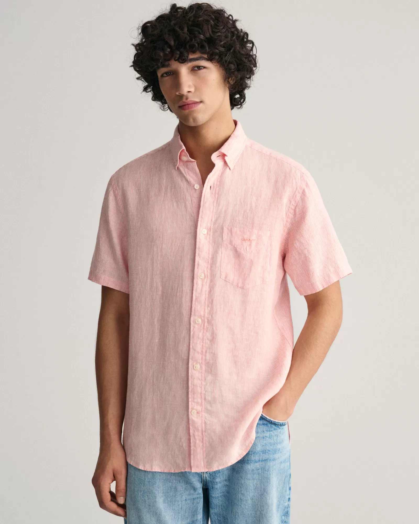 GANT Regular Fit Striped Linen Short Sleeve Shirt | Skjortor