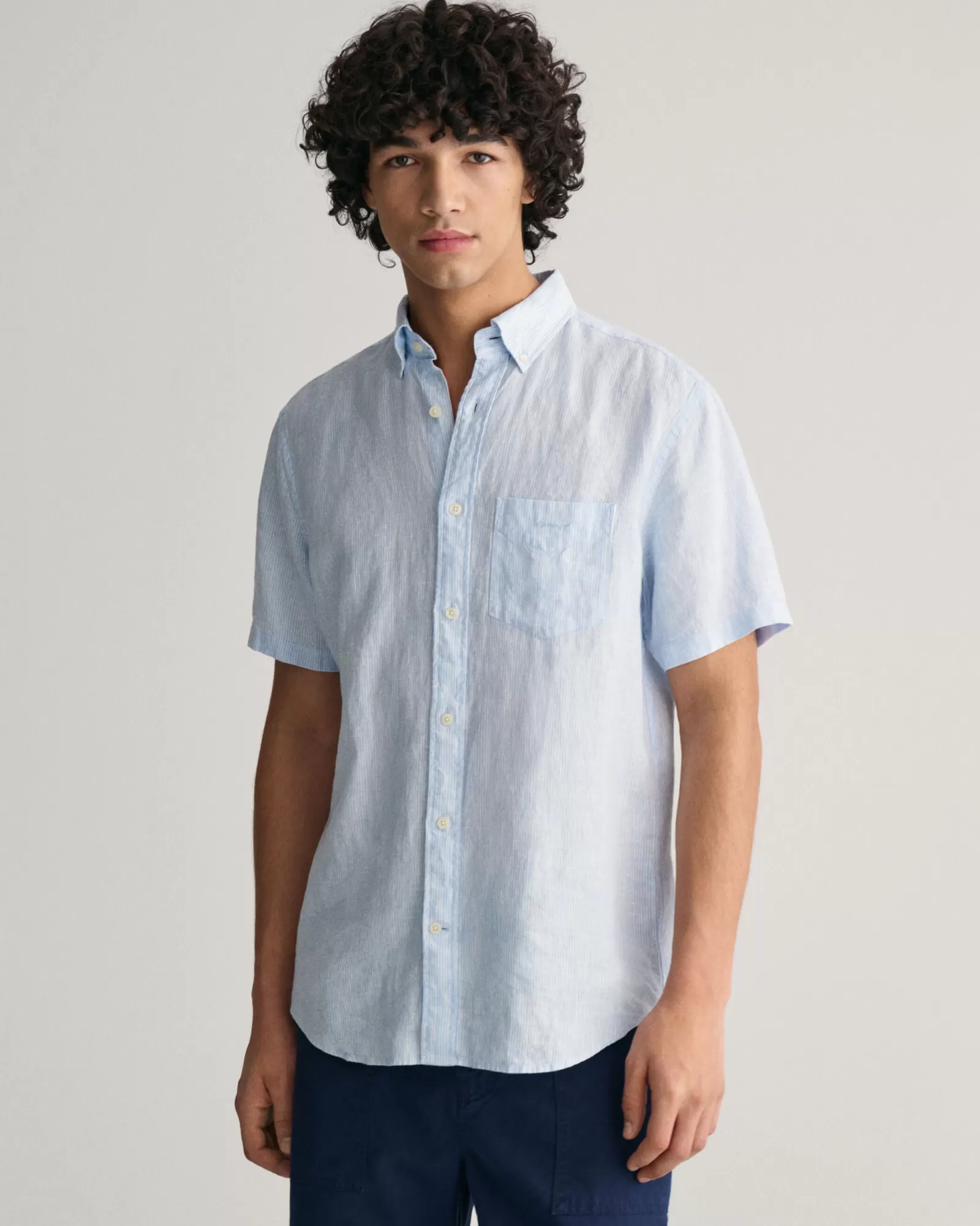 GANT Regular Fit Striped Linen Short Sleeve Shirt | Skjortor