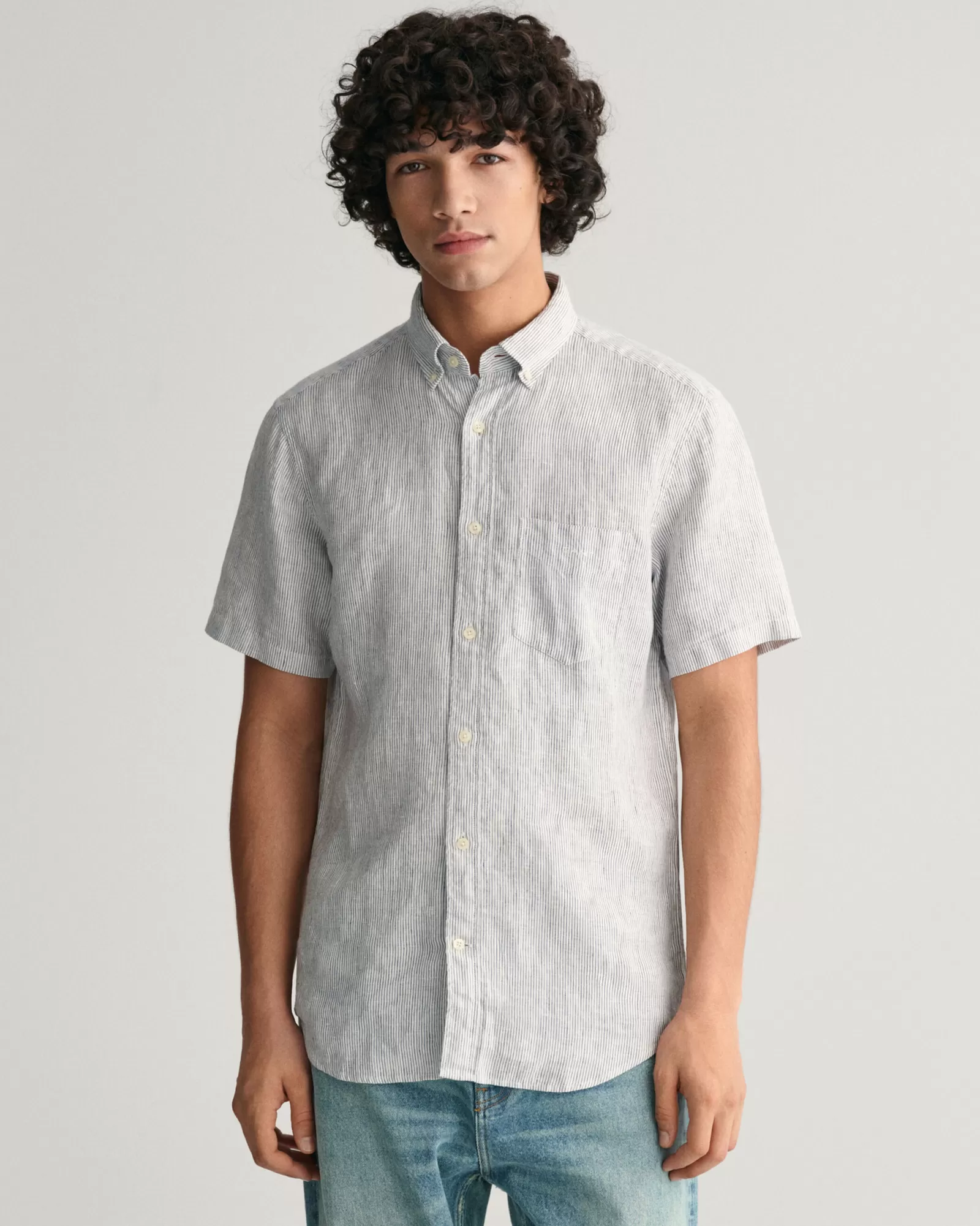 GANT Regular Fit Striped Linen Short Sleeve Shirt | Skjortor