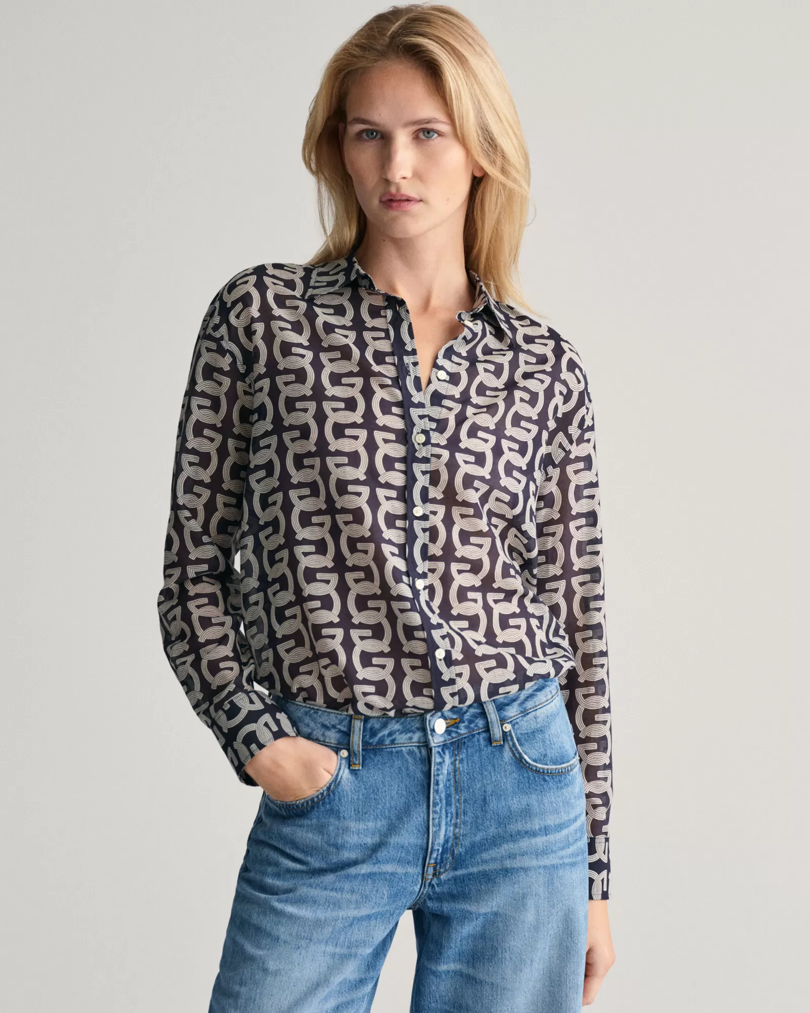 GANT Relaxed Fit G Patterned Cotton Silk Shirt | Skjortor & Blusar