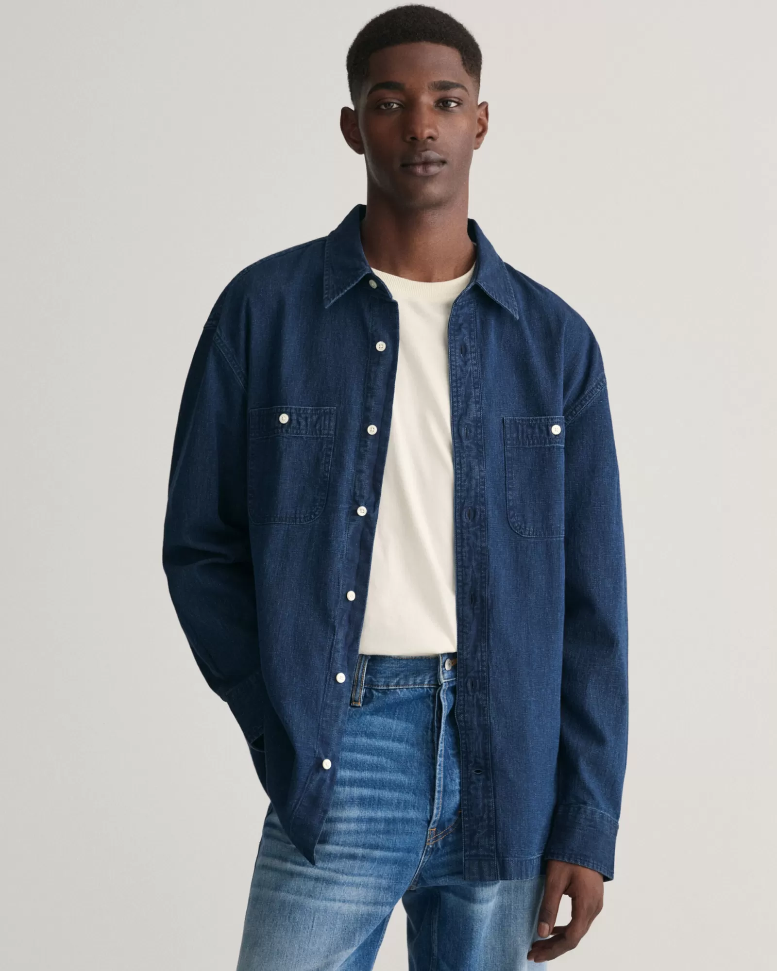 GANT Relaxed Fit Indigo Textured Shirt | Skjortor