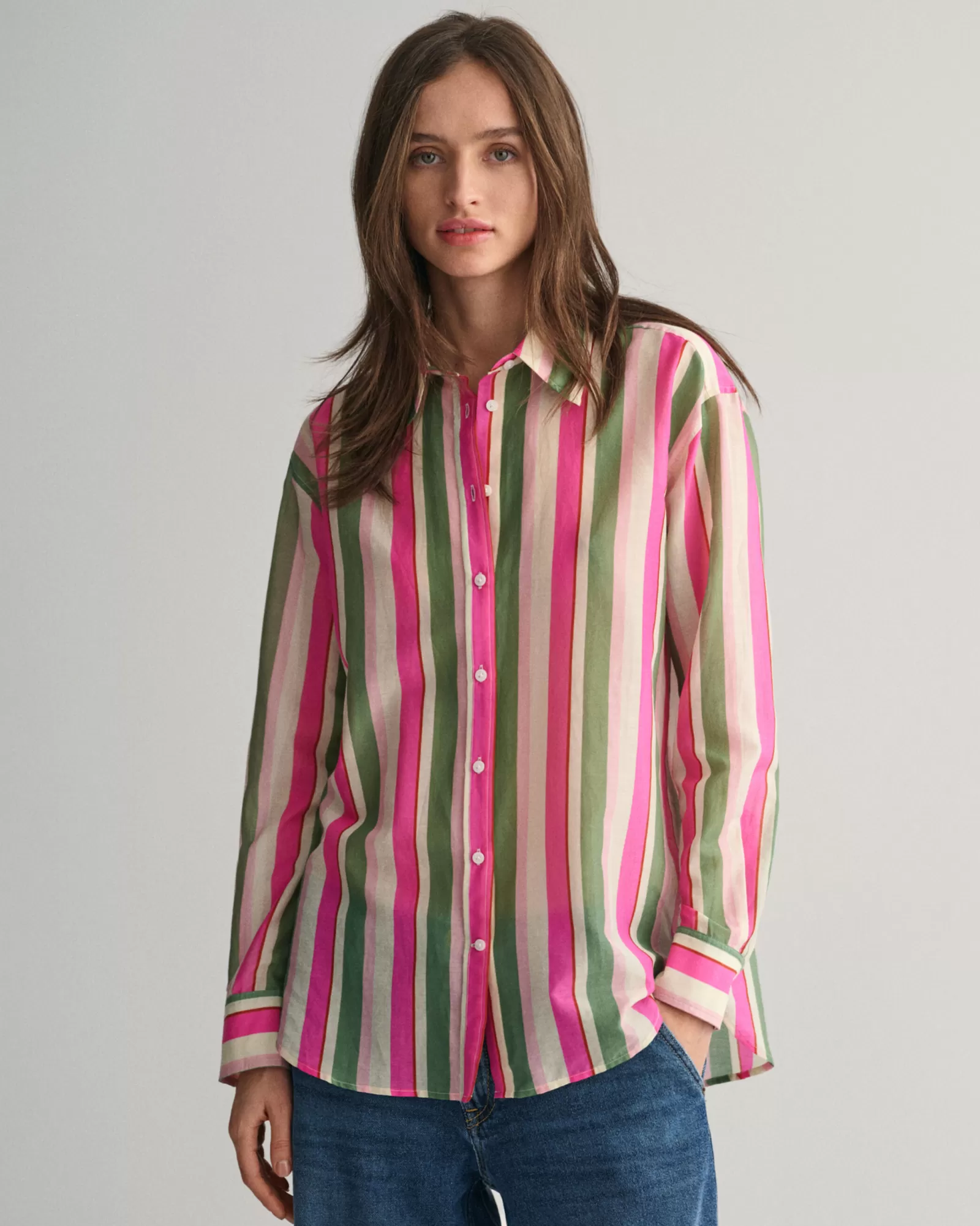 GANT Relaxed Fit Striped Cotton Silk Shirt | Skjortor & Blusar