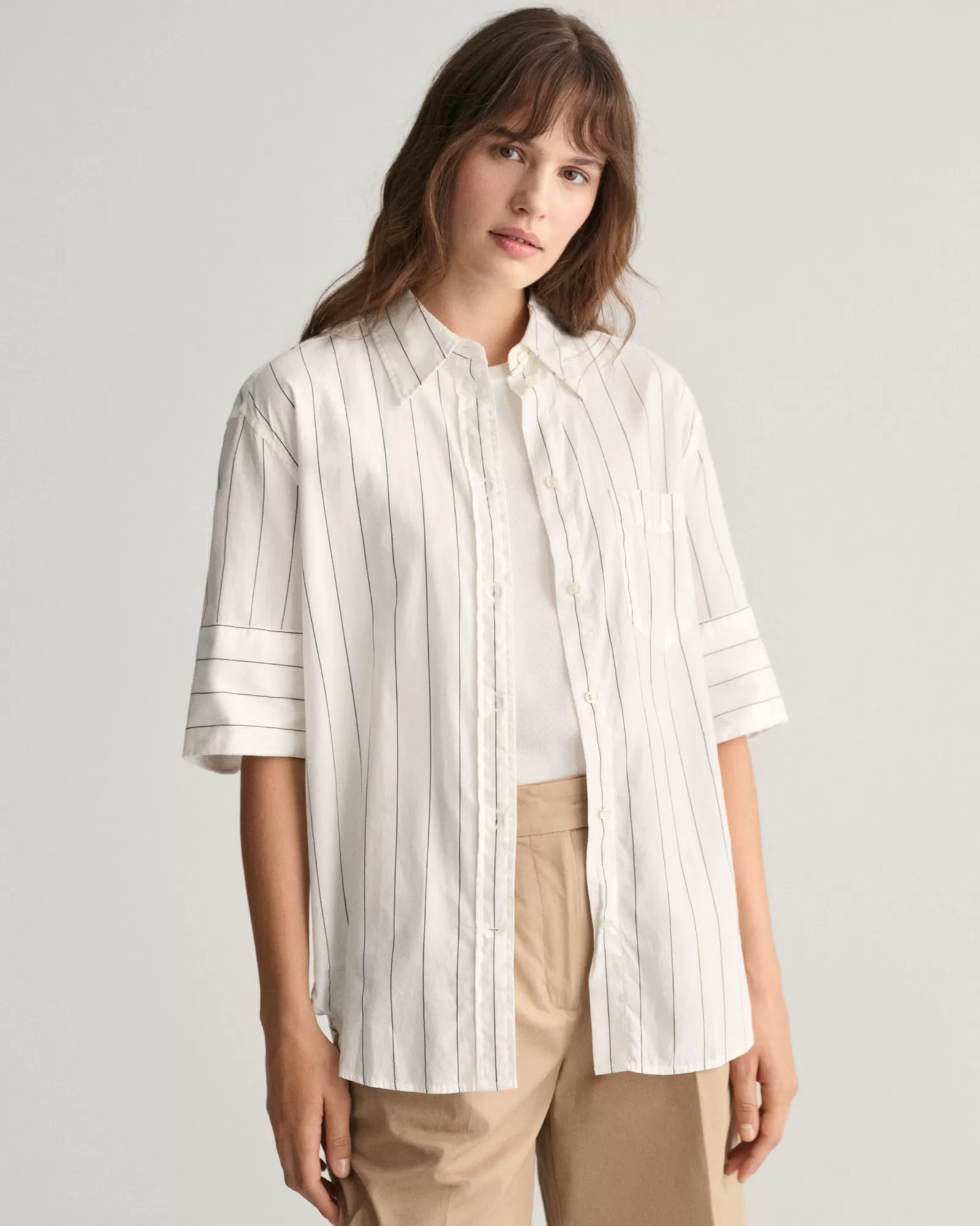 GANT Relaxed Fit Striped Luxury Oxford Short Sleeve Shirt | Skjortor & Blusar