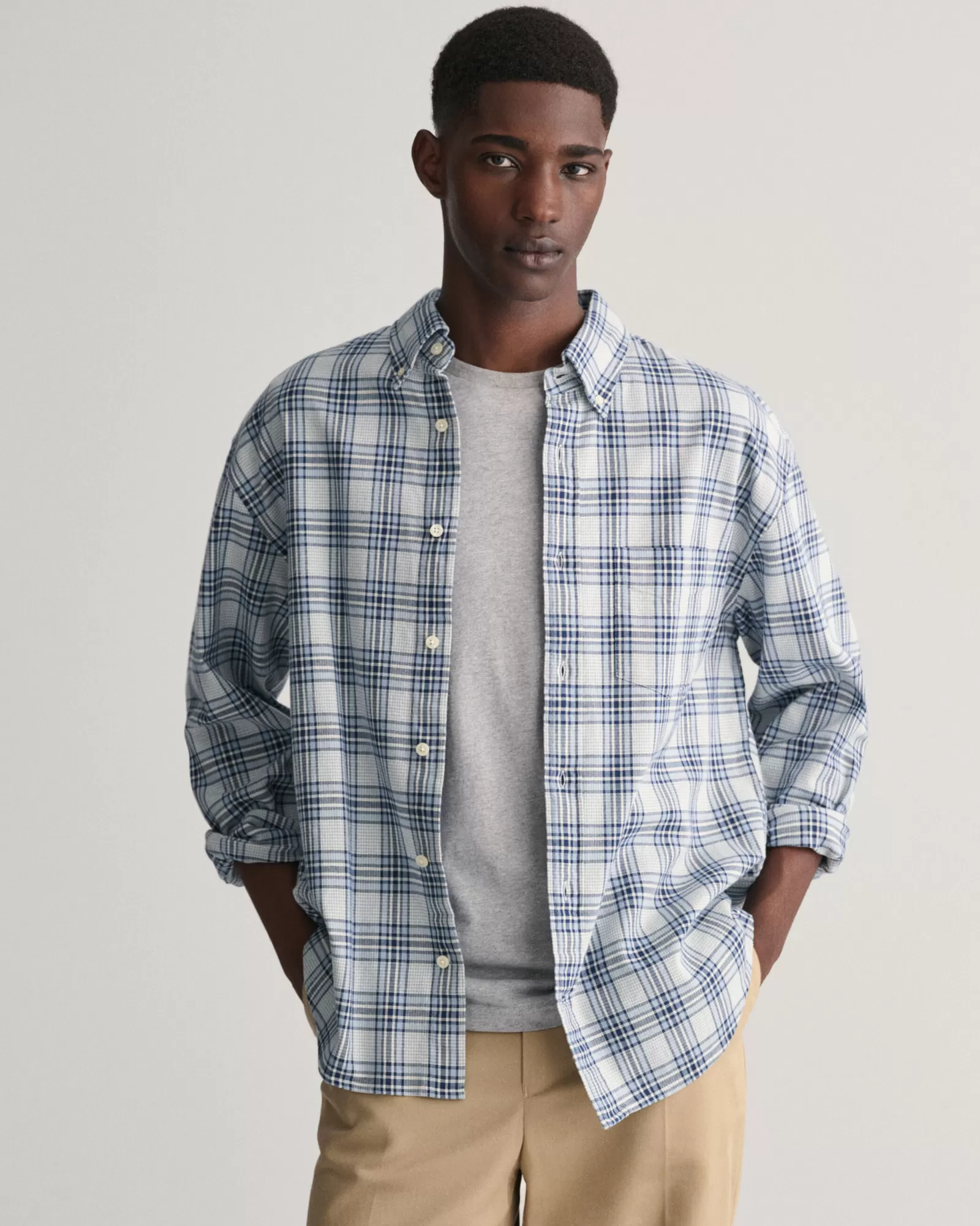 GANT Relaxed Fit Textured Checked Shirt | Skjortor