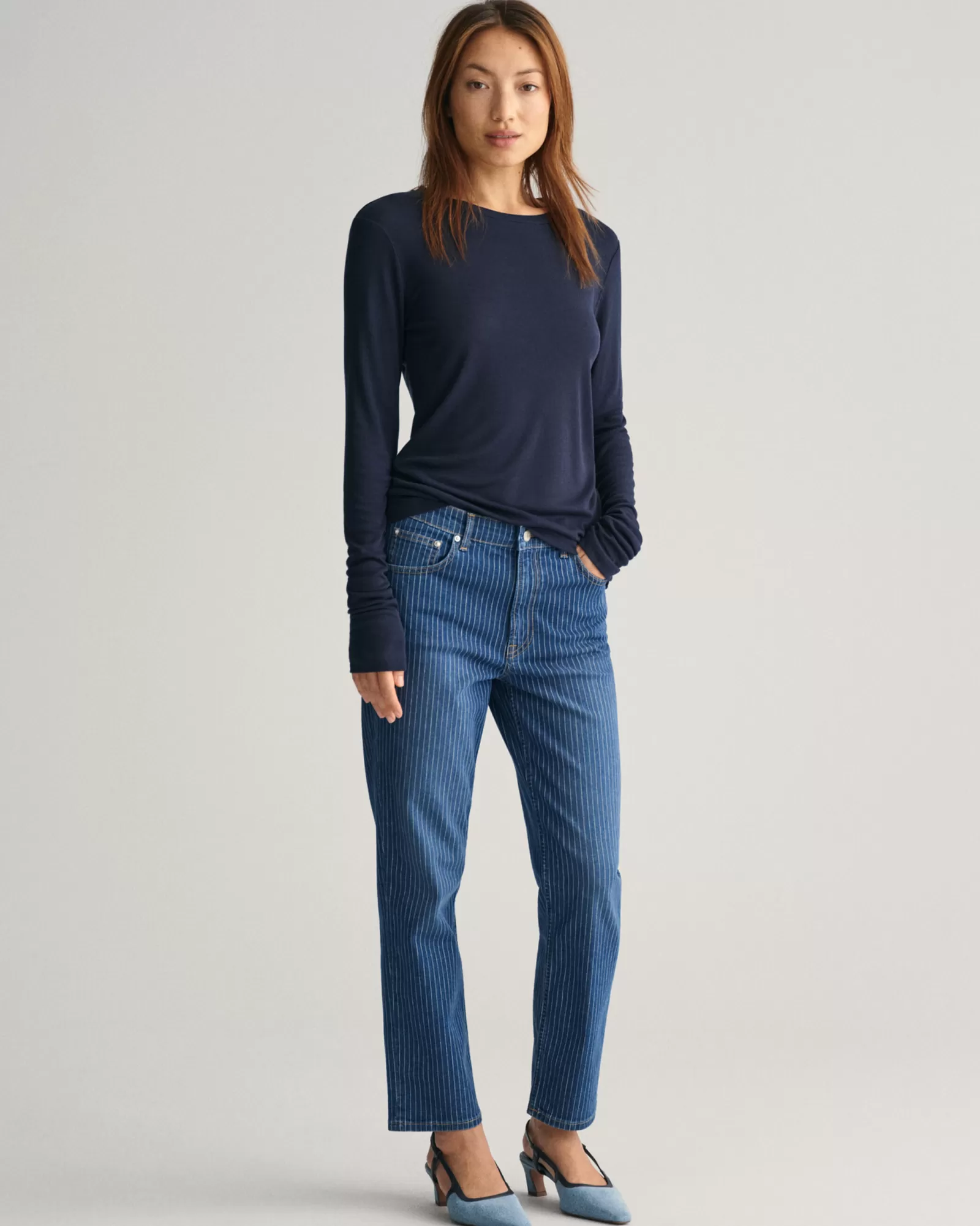 GANT Straight Leg Striped Cropped Jeans | Jeans