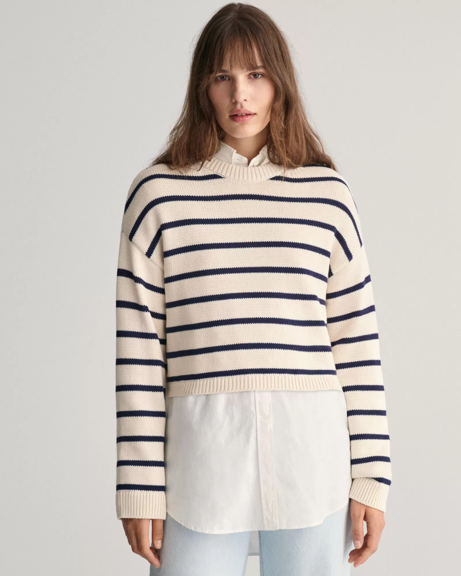 GANT Striped Crew Neck Sweater | Stickat