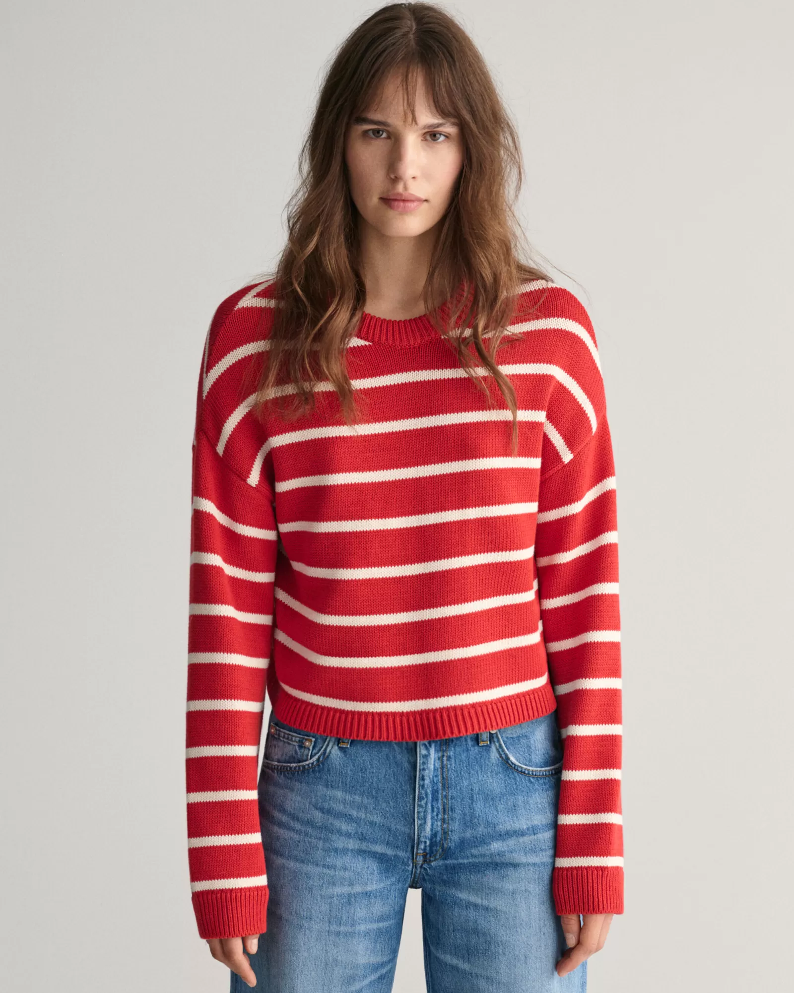 GANT Striped Crew Neck Sweater | Stickat