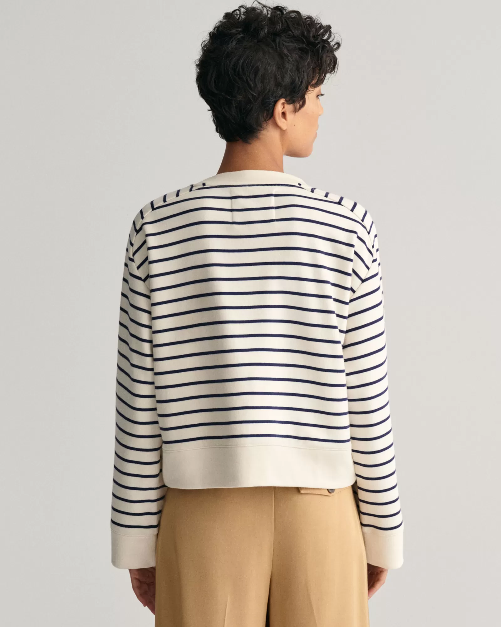 GANT Striped Monogram Crew Neck Sweatshirt | Hoodies & Tröjor