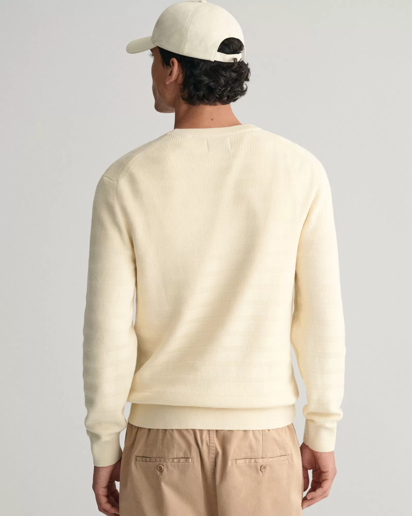 GANT Striped Textured Cotton Crew Neck Sweater | Stickat