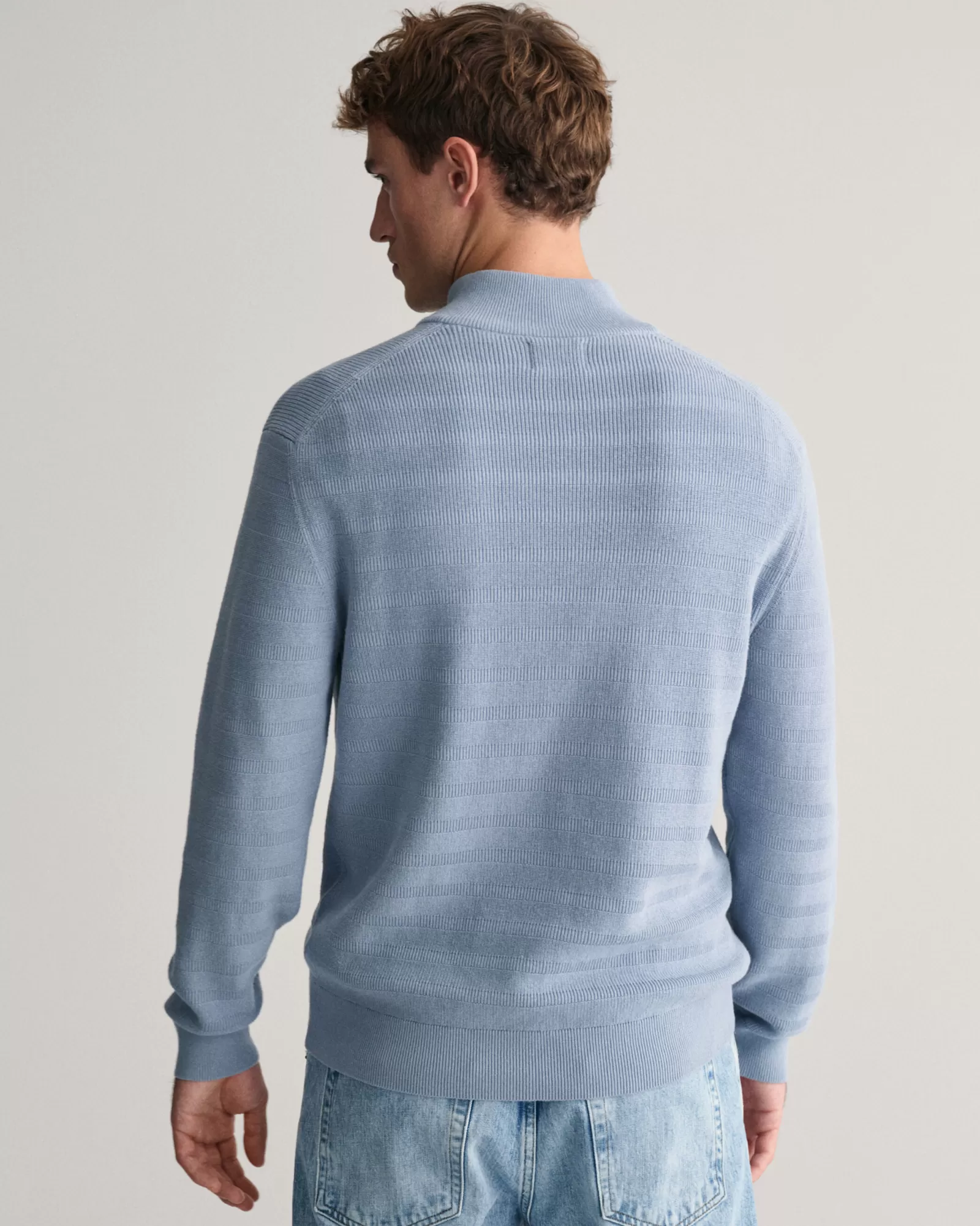 GANT Striped Textured Cotton Half-Zip Sweater | Stickat