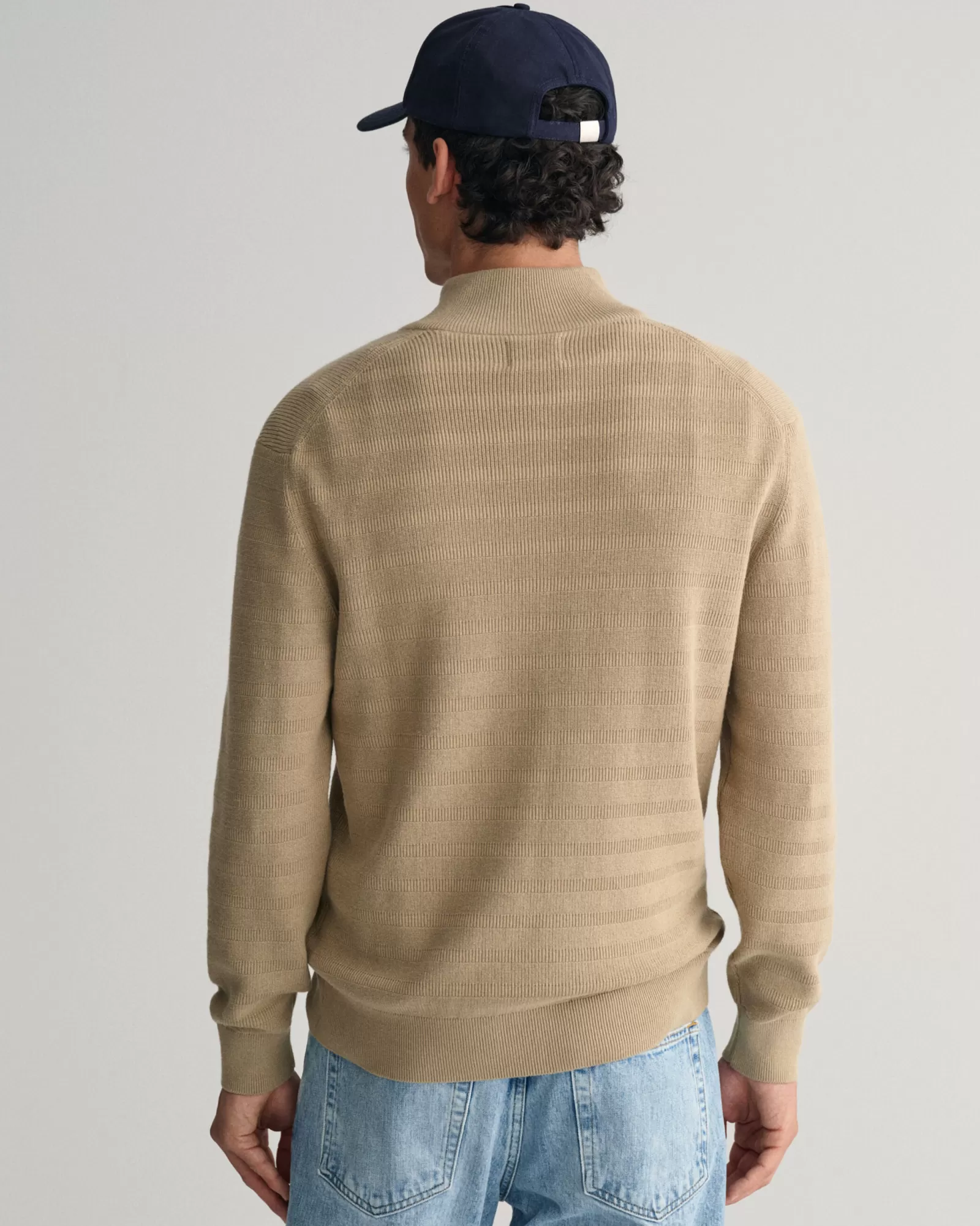 GANT Striped Textured Cotton Half-Zip Sweater | Stickat