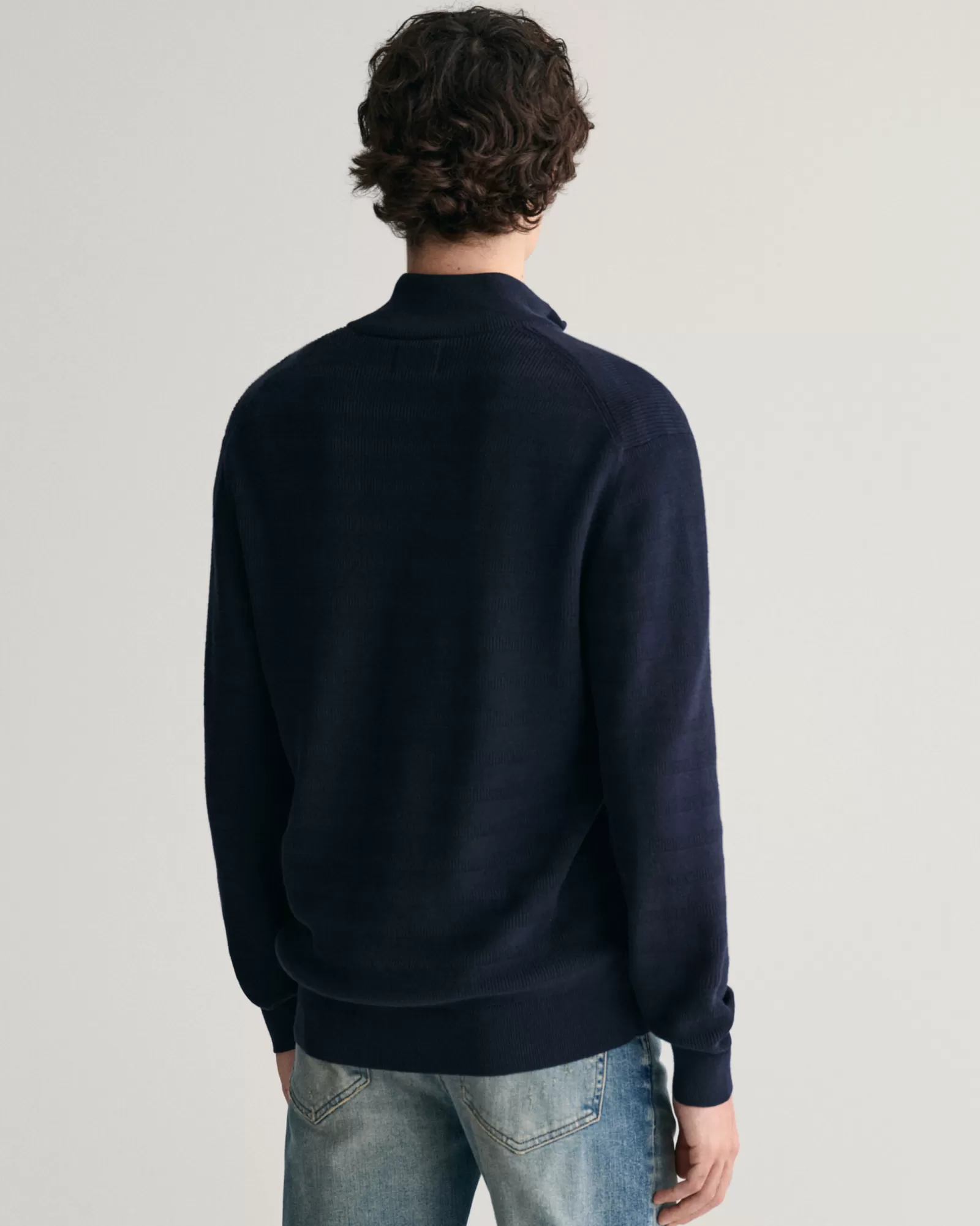 GANT Striped Textured Cotton Half-Zip Sweater | Stickat