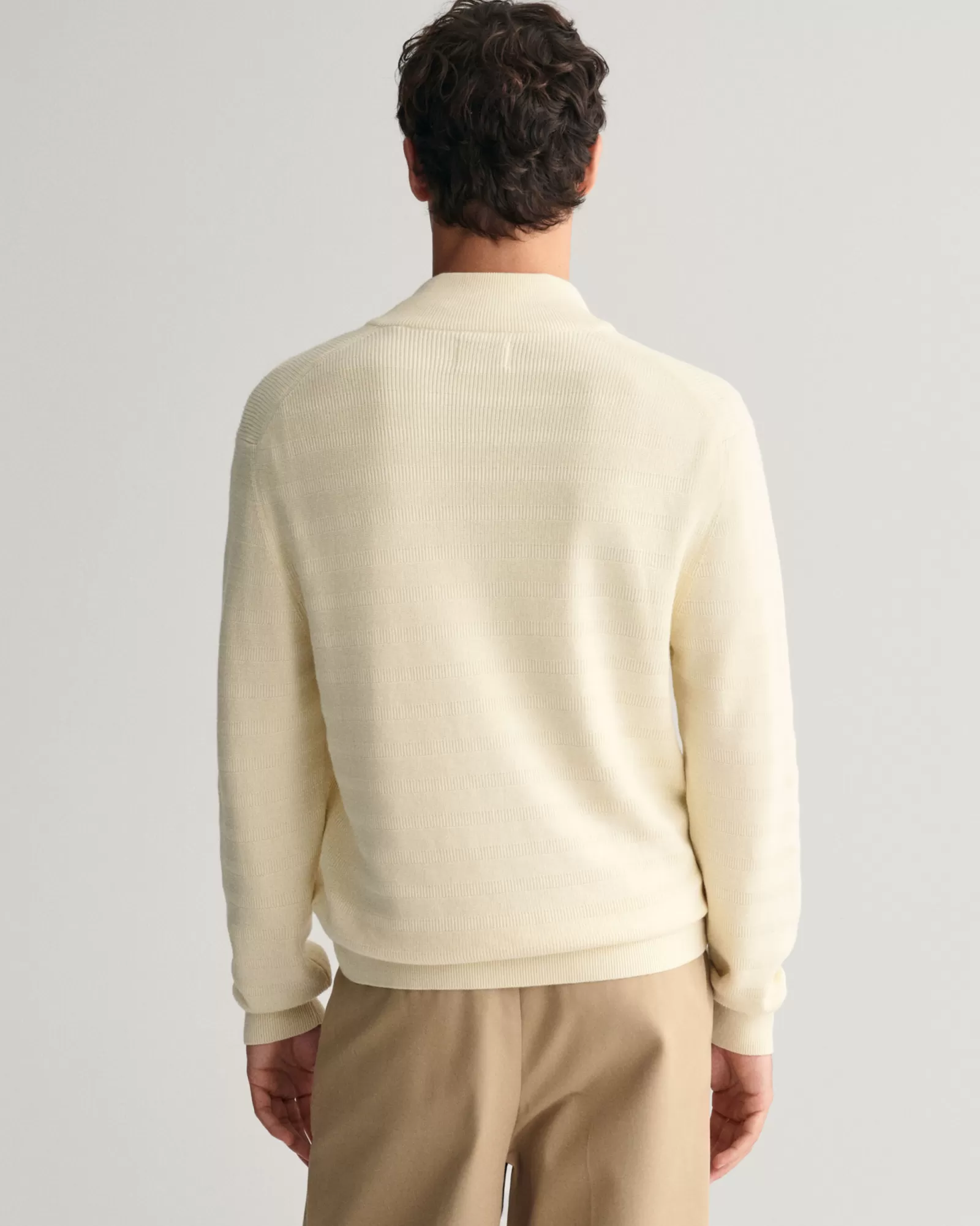 GANT Striped Textured Cotton Half-Zip Sweater | Stickat