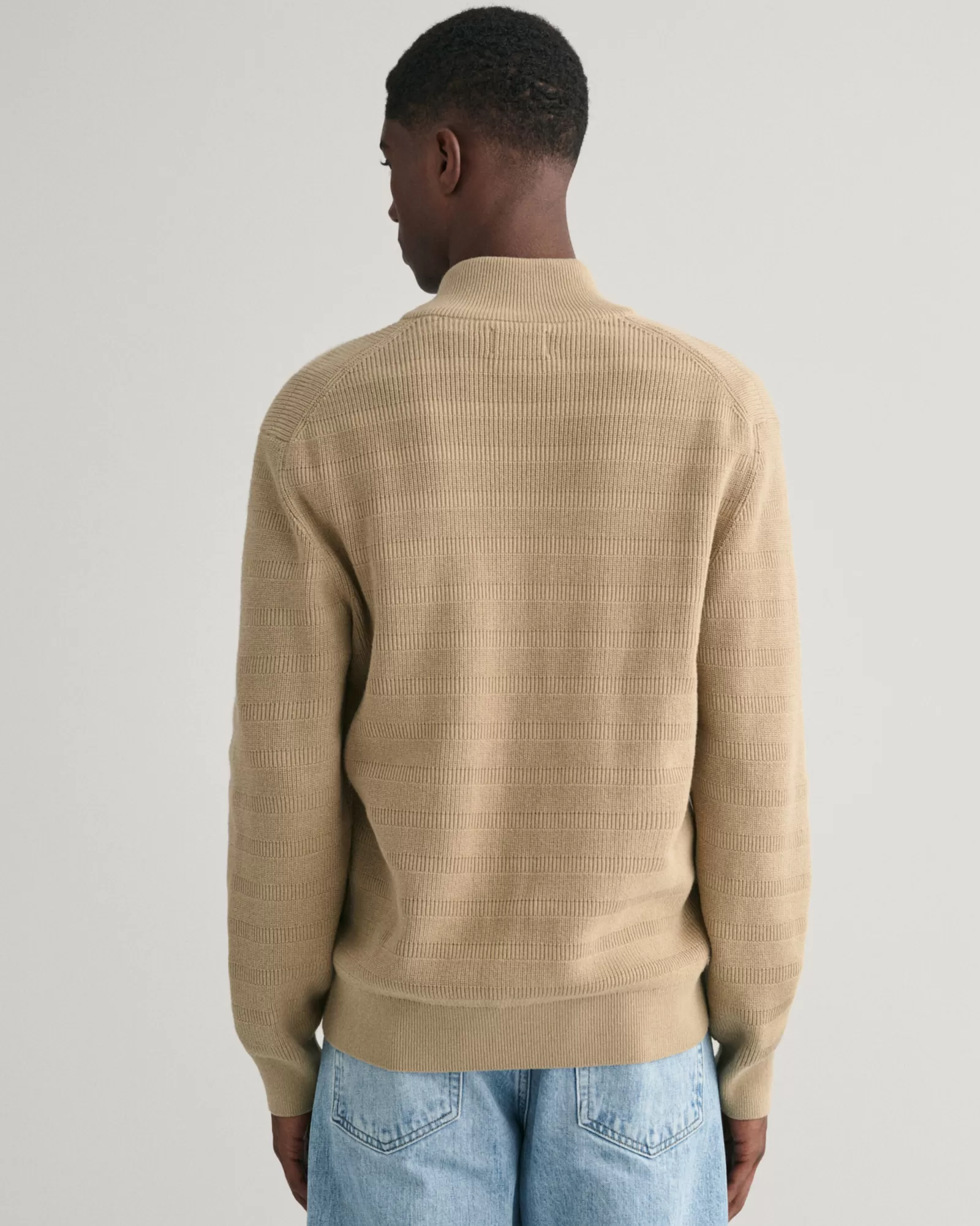 GANT Striped Textured Cotton Zip Cardigan | Stickat