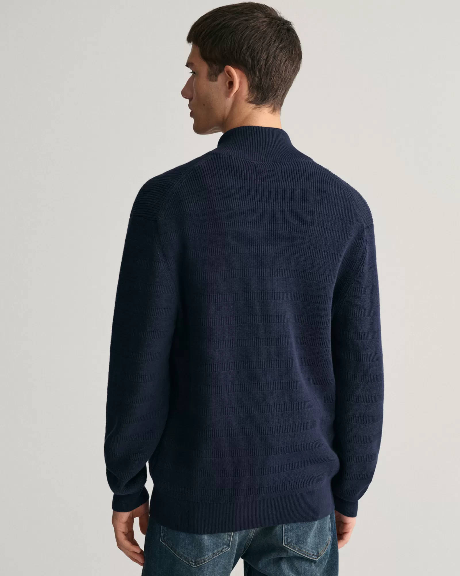 GANT Striped Textured Cotton Zip Cardigan | Stickat