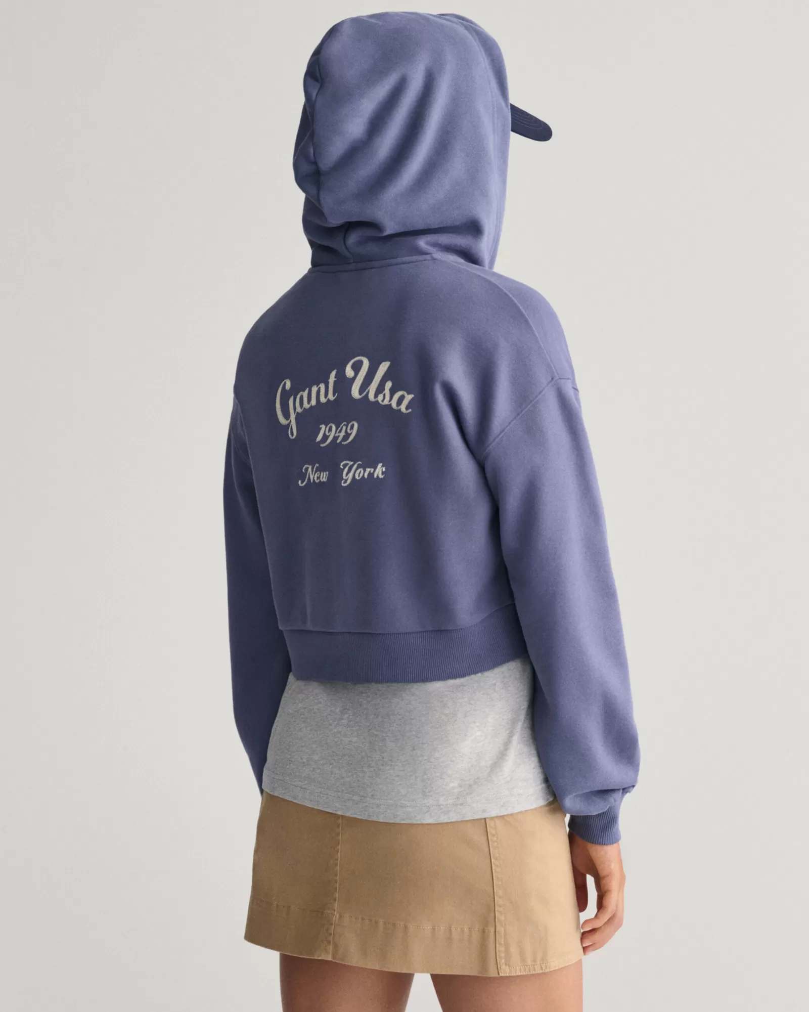 GANT Teen Girls Script Graphic Cropped Zip Hoodie | Barn Hoodies & Tröjor