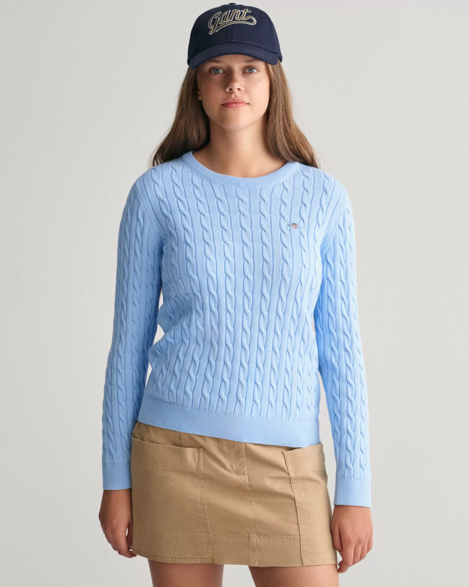 GANT Teen Girls Shield Cotton Cable Knit Sweater | Barn Stickat