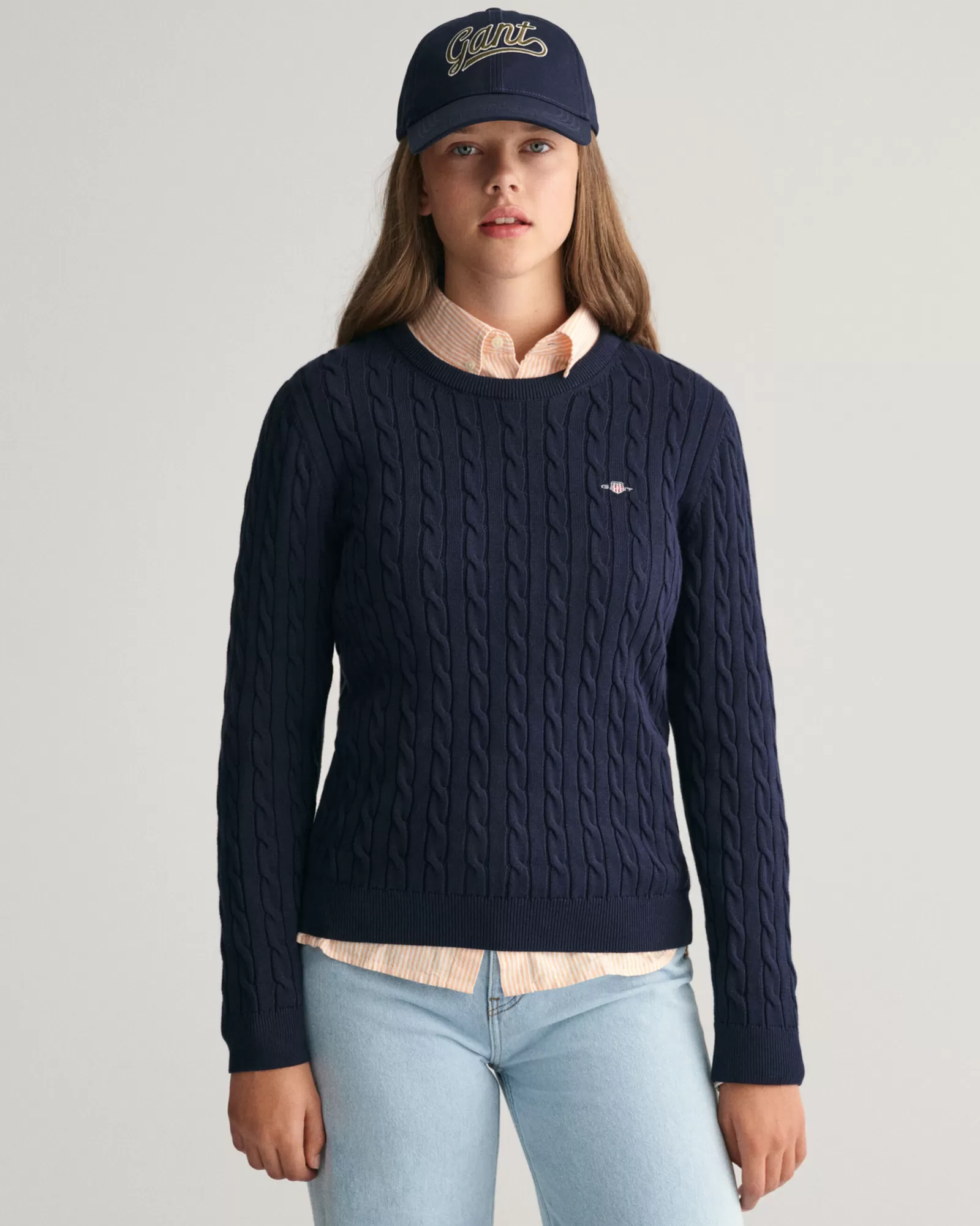 GANT Teen Girls Shield Cotton Cable Knit Sweater | Barn Stickat