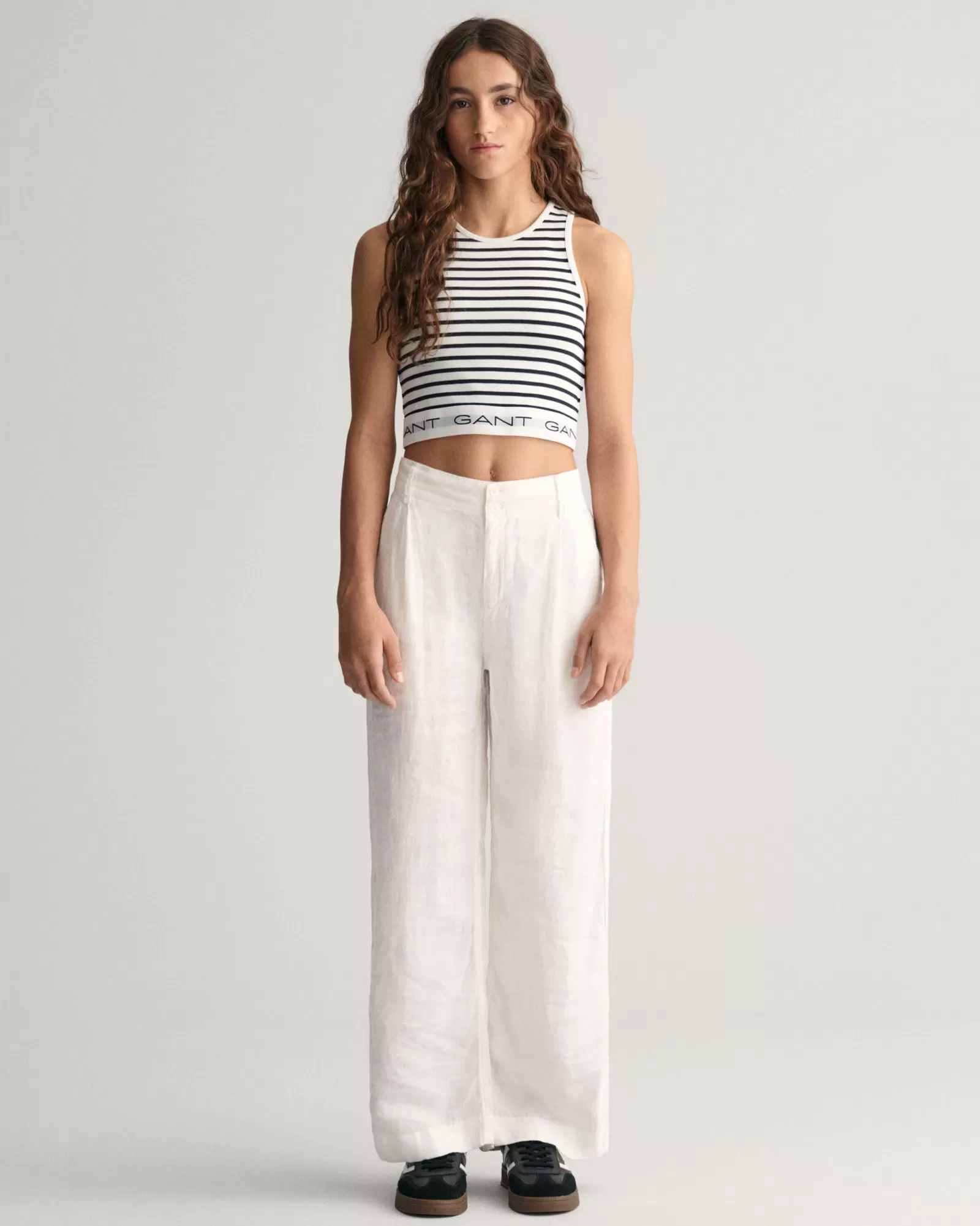 GANT Teen Girls Wide Leg Pleated Linen Pants | Barn Byxor | Byxor