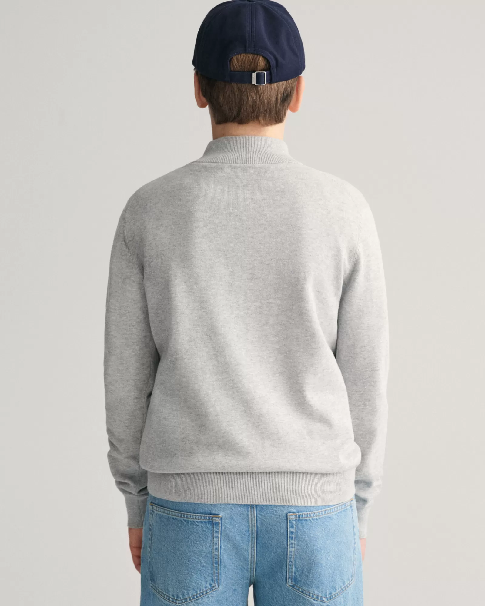 GANT Teens Shield Cotton Half-Zip Sweater | Barn Stickat | Stickat