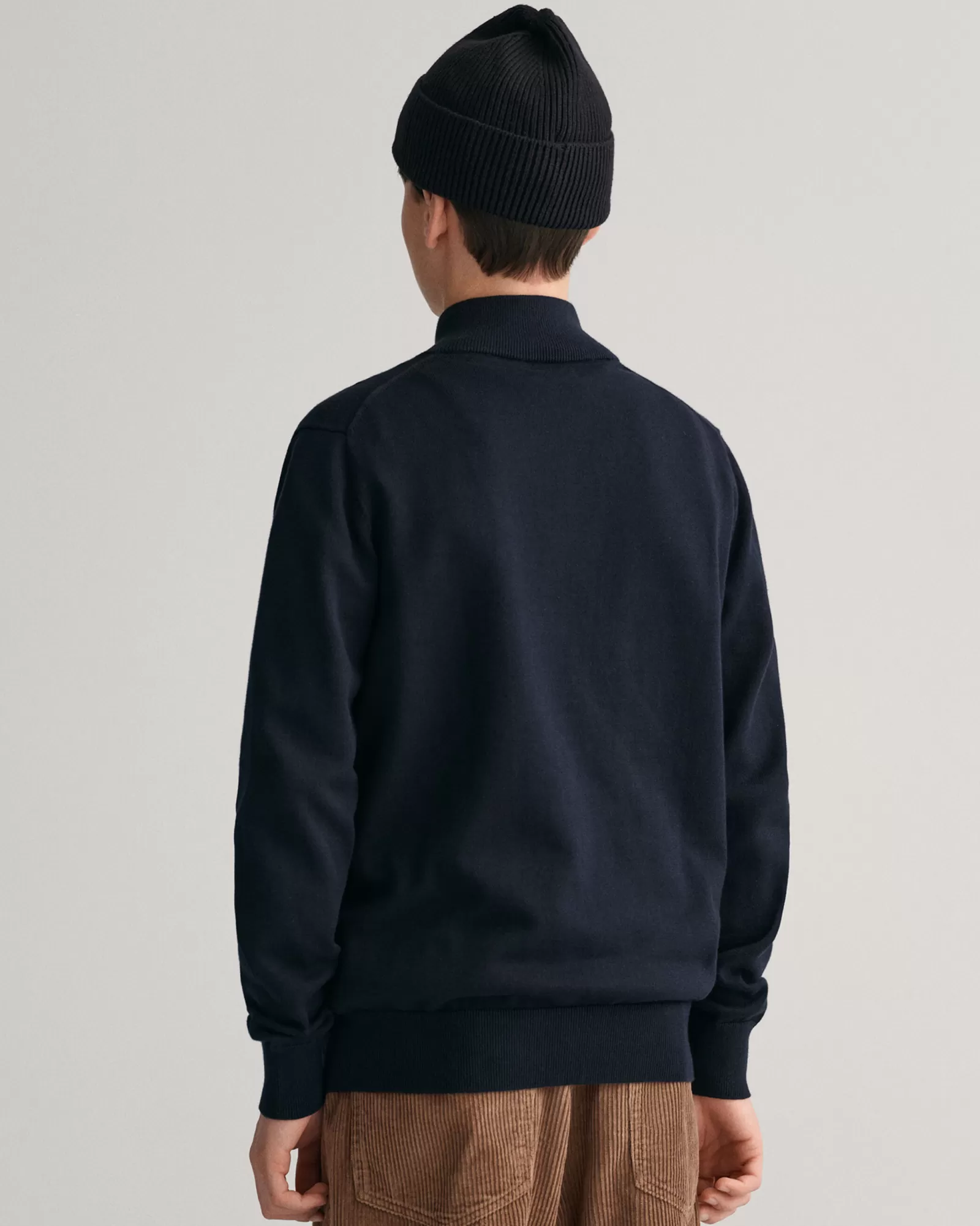 GANT Teens Shield Cotton Half-Zip Sweater | Barn Stickat | Stickat